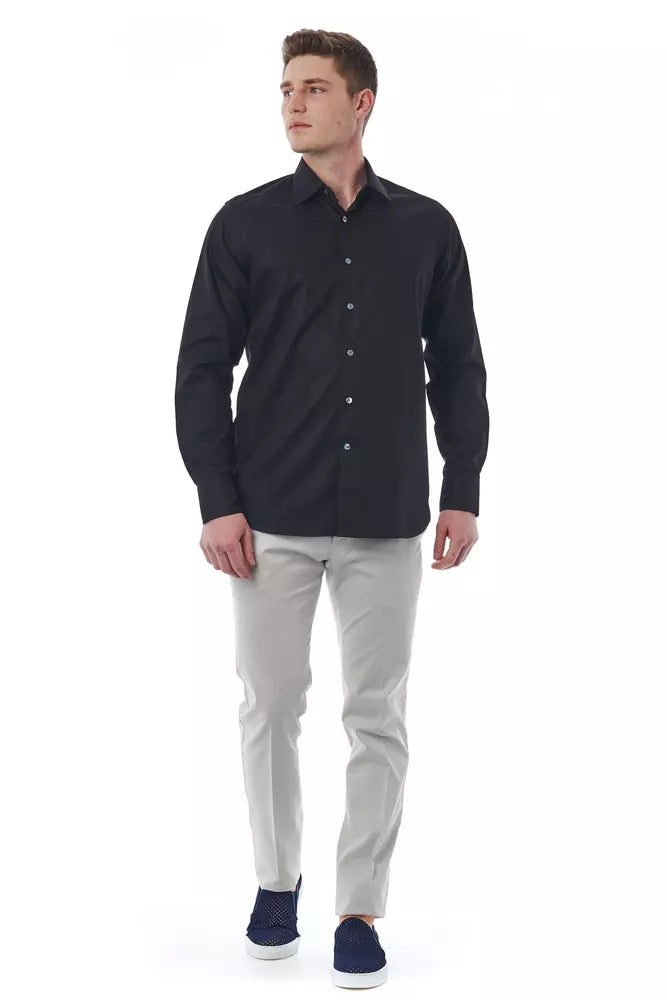 Bagutta Black Cotton Men Men's Shirt