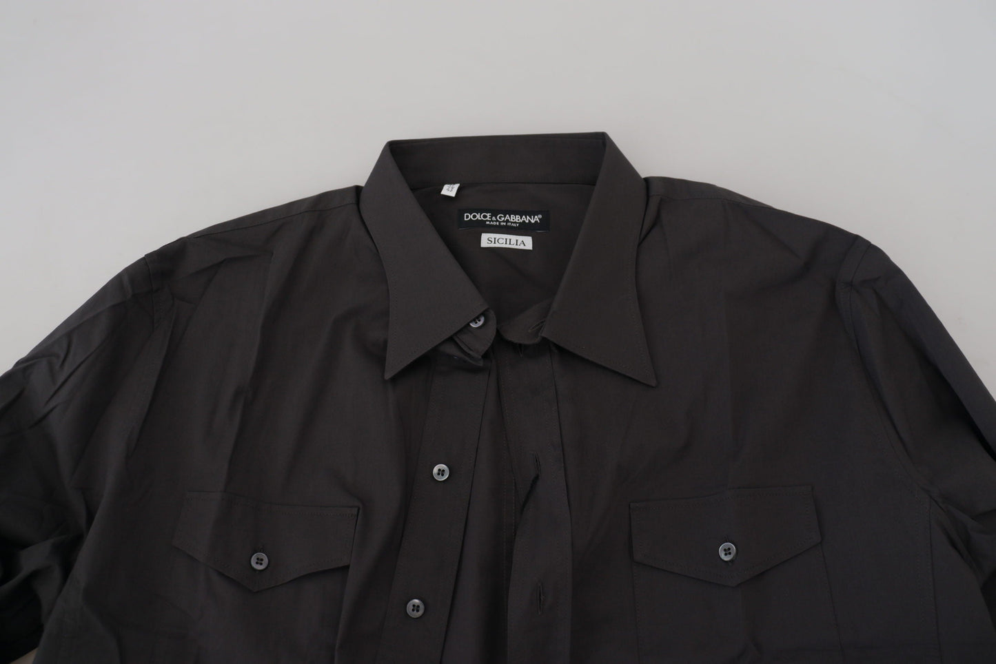Dolce & Gabbana Gray SICILIA Slim Fit Stretch Dress Men's Shirt