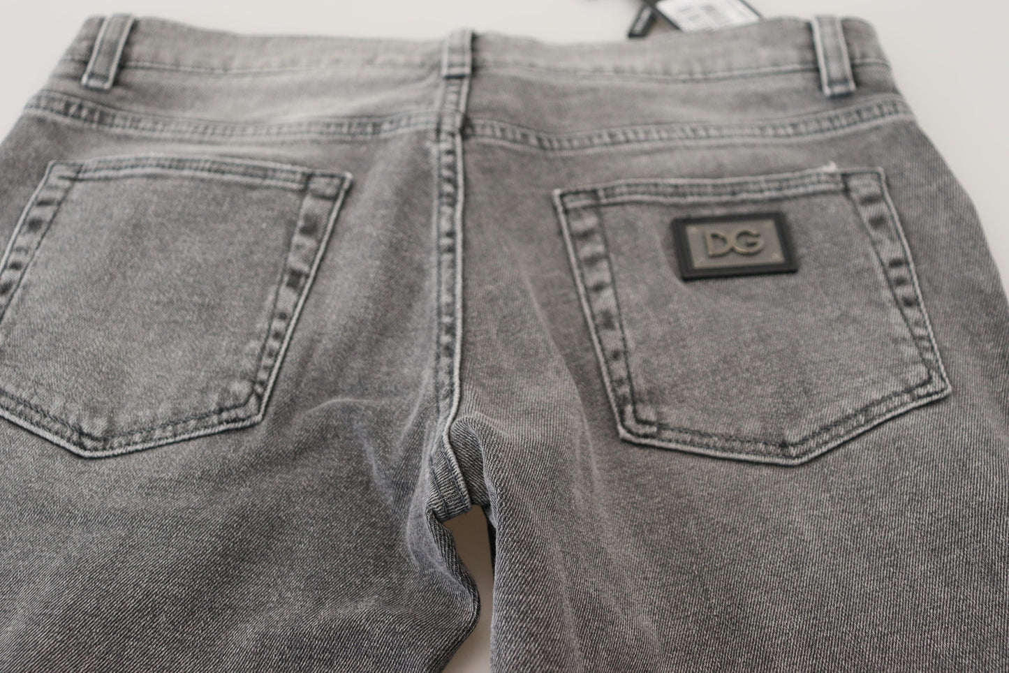 Dolce & Gabbana Grey Washed Cotton Skinny Denim Men's Jeans