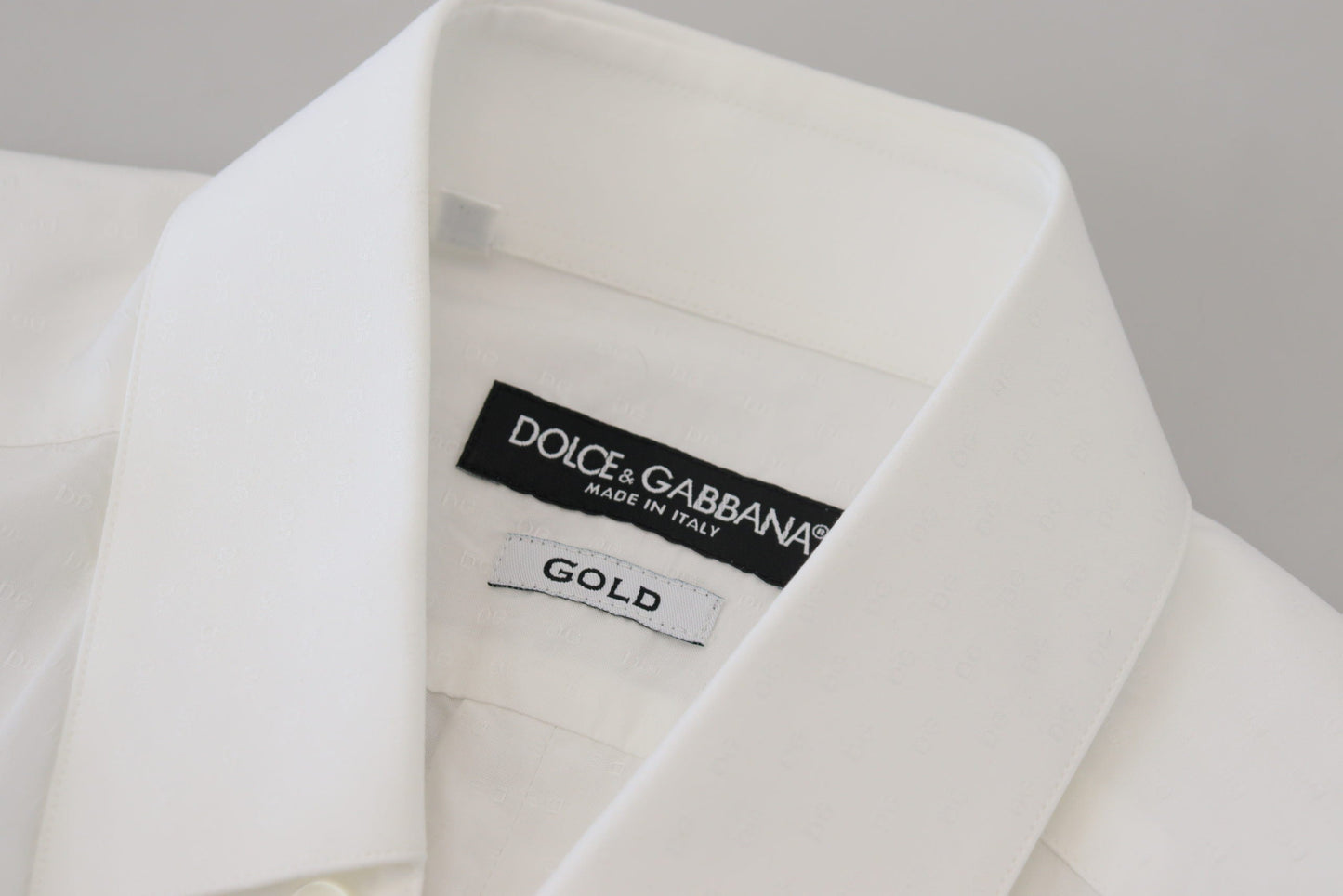Dolce & Gabbana White Cotton Slim Fit Formal Dress GOLD Men's Shirt