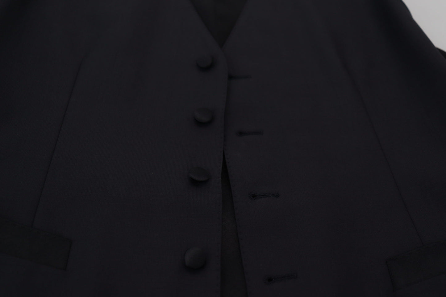 Dolce & Gabbana Black Wool Stretch Waistcoat Formal Men's Vest