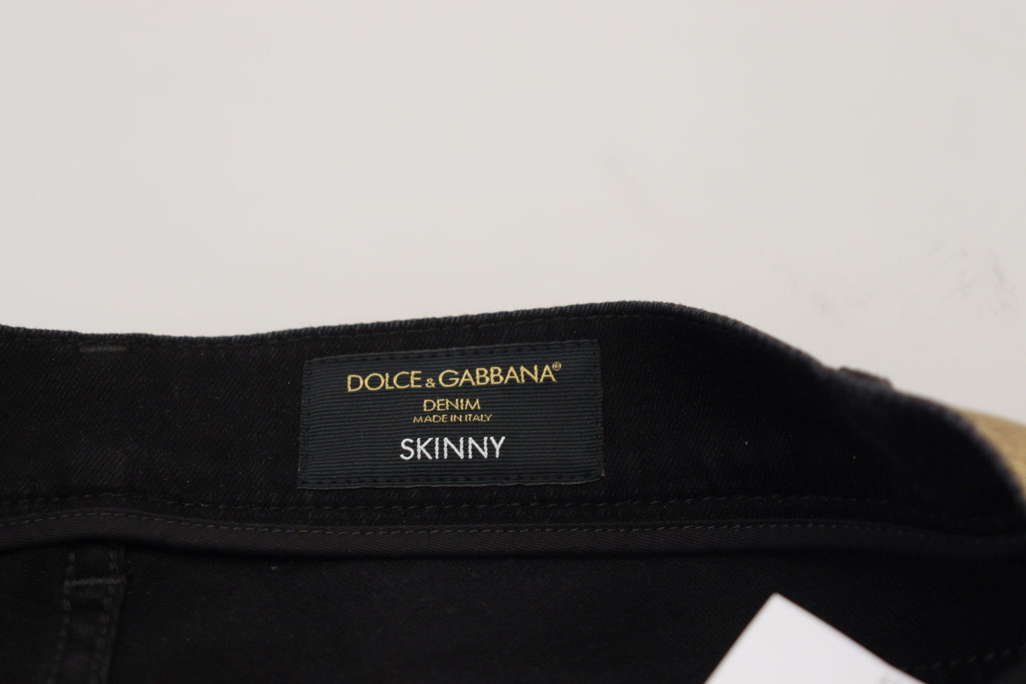 Dolce & Gabbana Gold Cotton Tattered Skinny Men Denim Men's Jeans