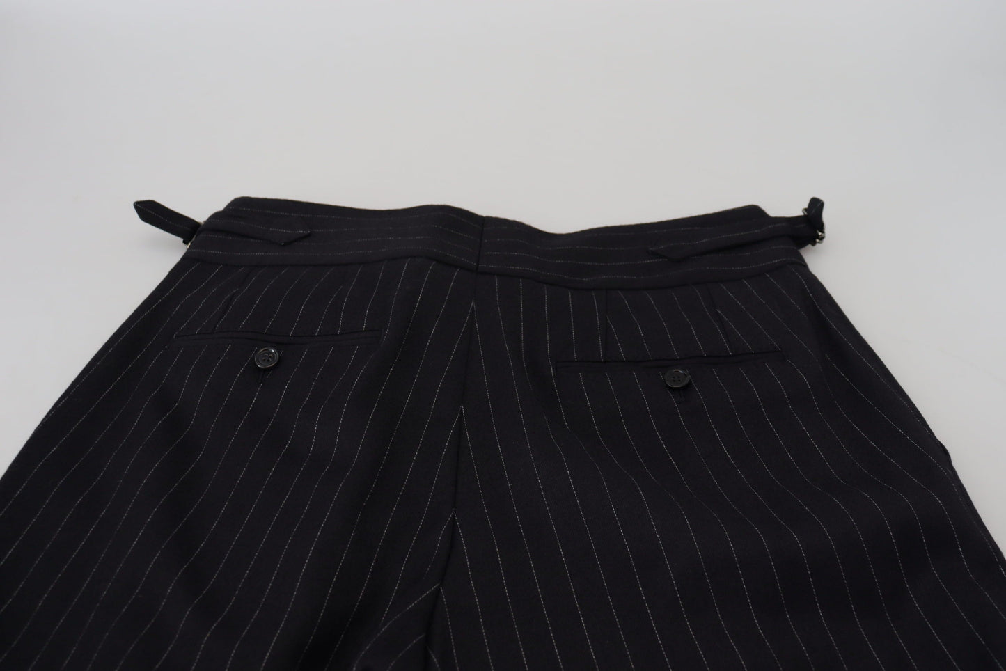 Dolce & Gabbana Black Wool Striped Chino Men's Pants