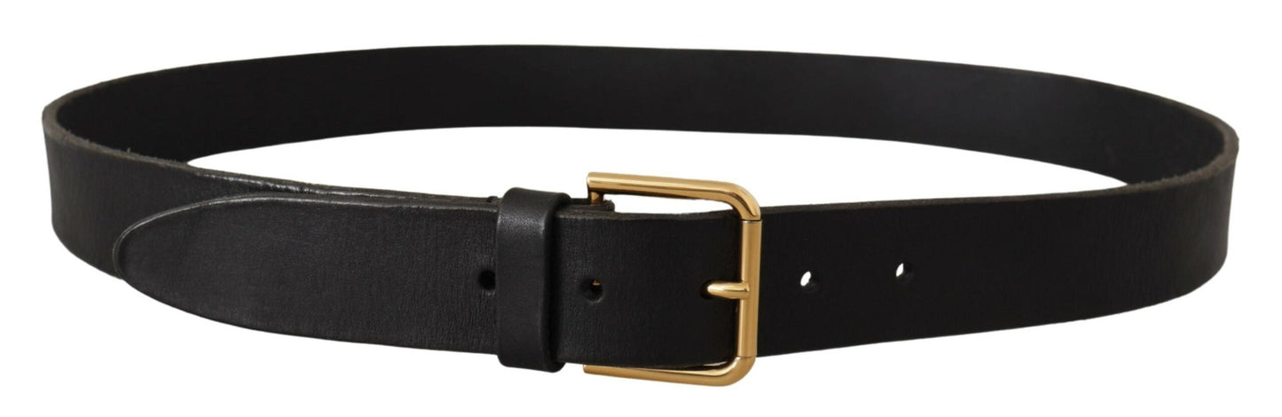 Dolce & Gabbana Brown Gold Metal Logo Buckle Calf Leather Men's Belt
