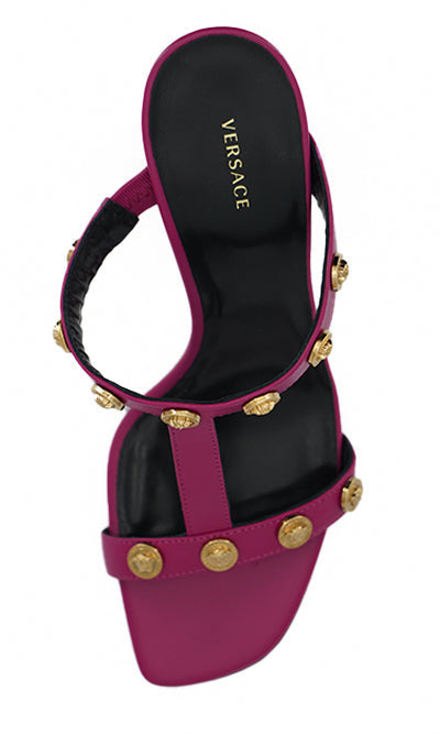 Versace Purple Calf Leather High Heel Women's Sandals