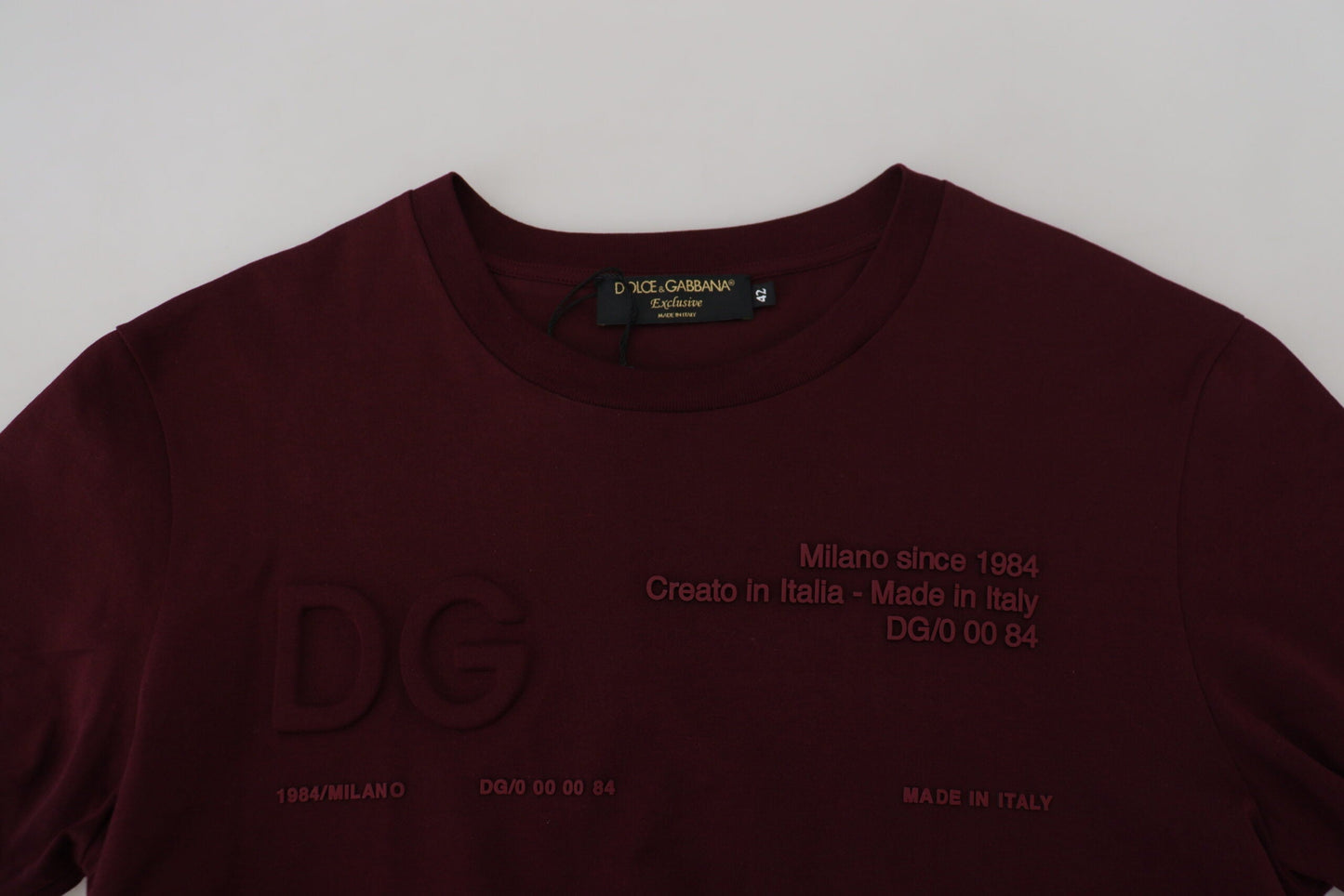 Dolce & Gabbana Maroon Printed Short Sleeves Men Men's T-shirt