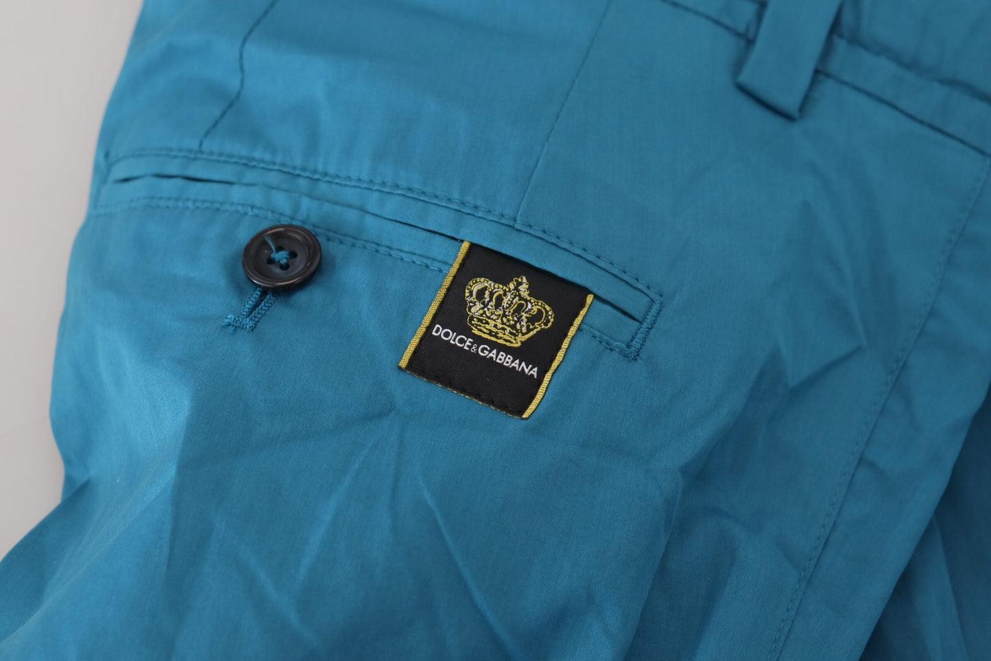 Dolce & Gabbana Blue Cotton Chinos Trousers Men's Pants