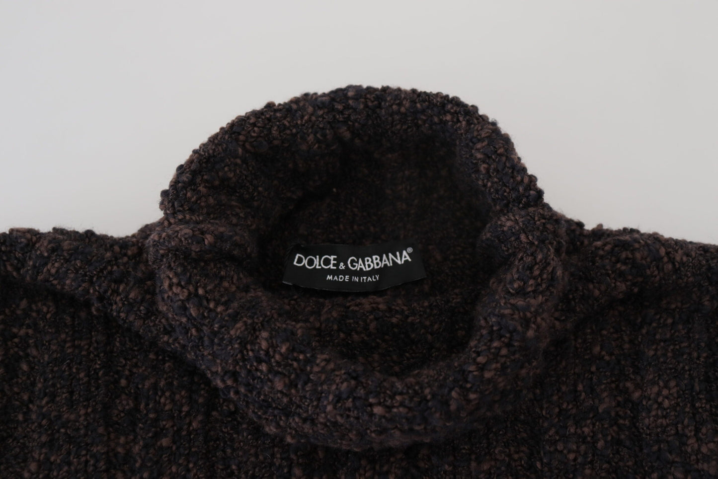 Dolce & Gabbana Brown Wool Knit Turtleneck Pullover Men's Sweater
