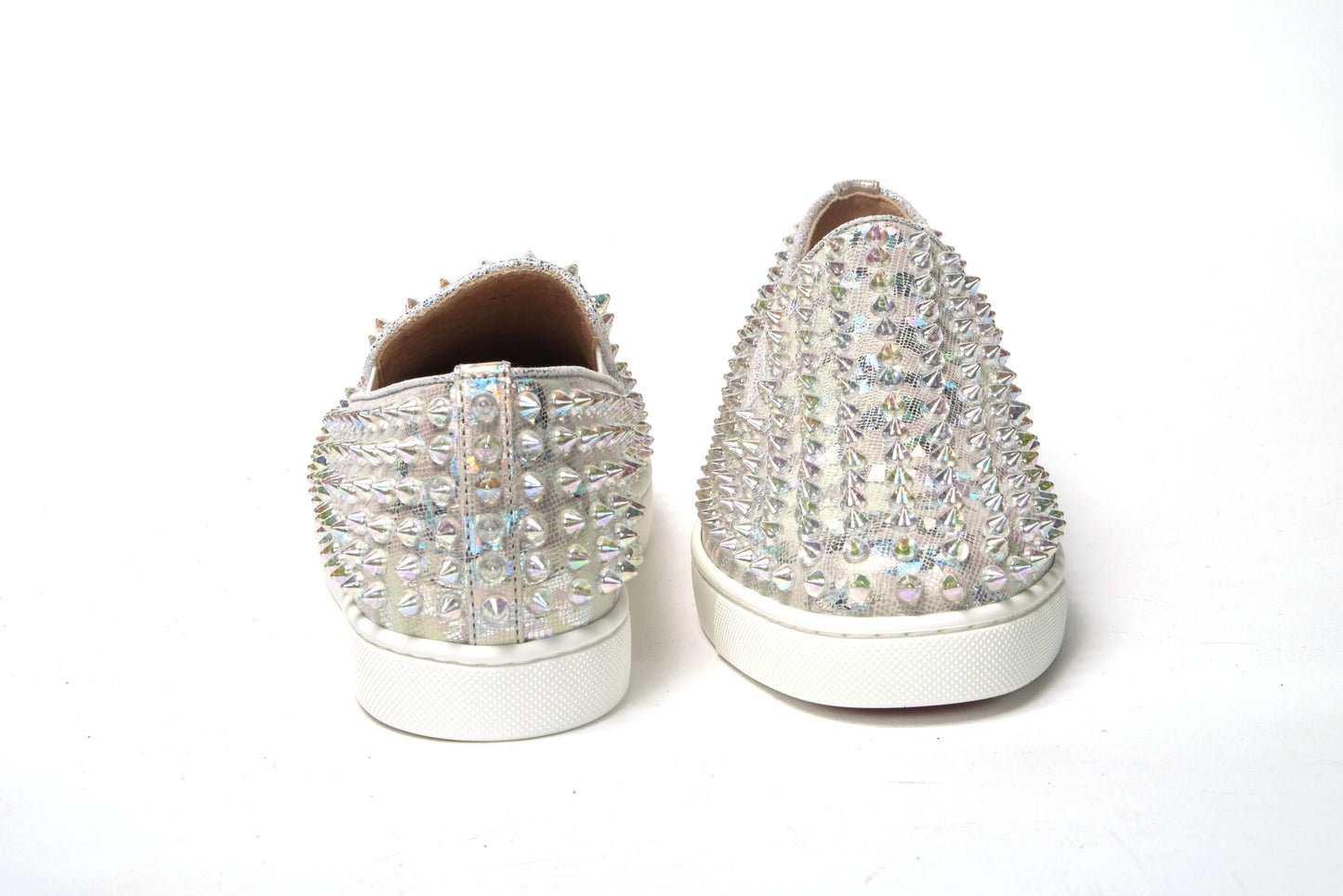 Christian Louboutin White Ab/Clear Ab Roller Boat Woman Flat Women's Sneaker