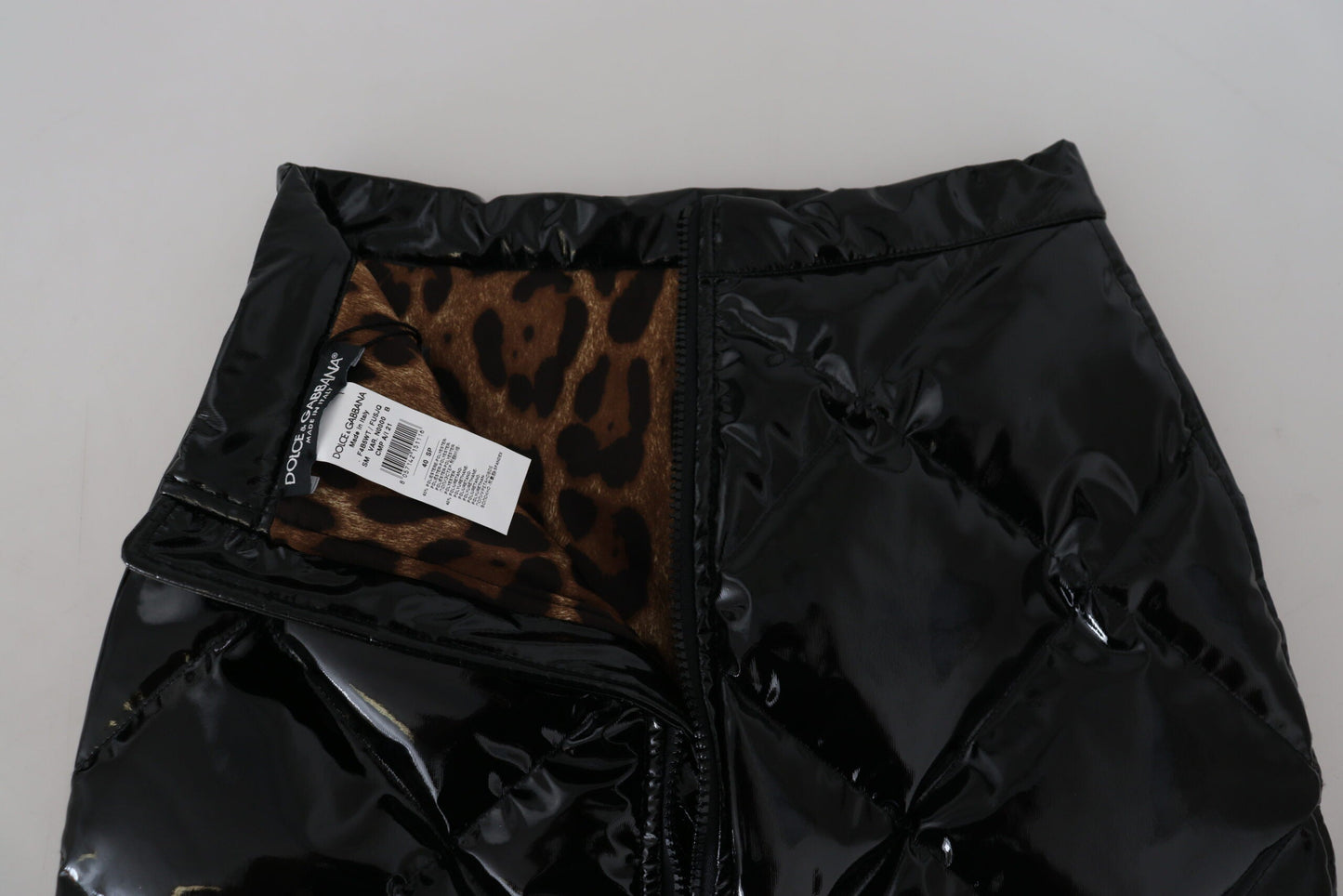 Dolce & Gabbana Shiny Black High Waist A-line Mini Women's Skirt