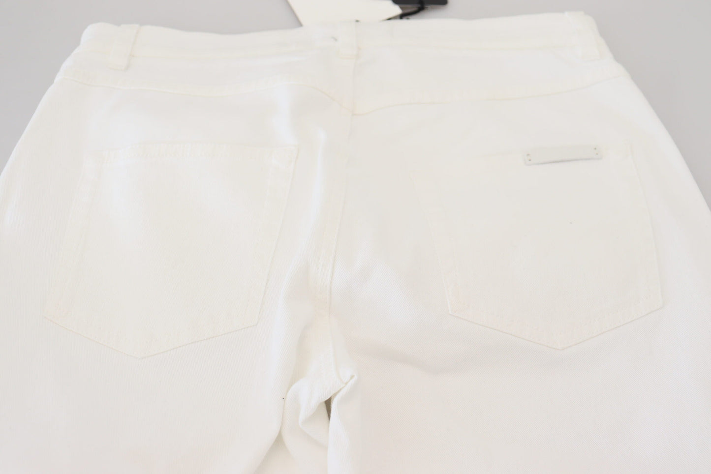 Dolce & Gabbana White Floral Embroidery Skinny Denim Women's Jeans