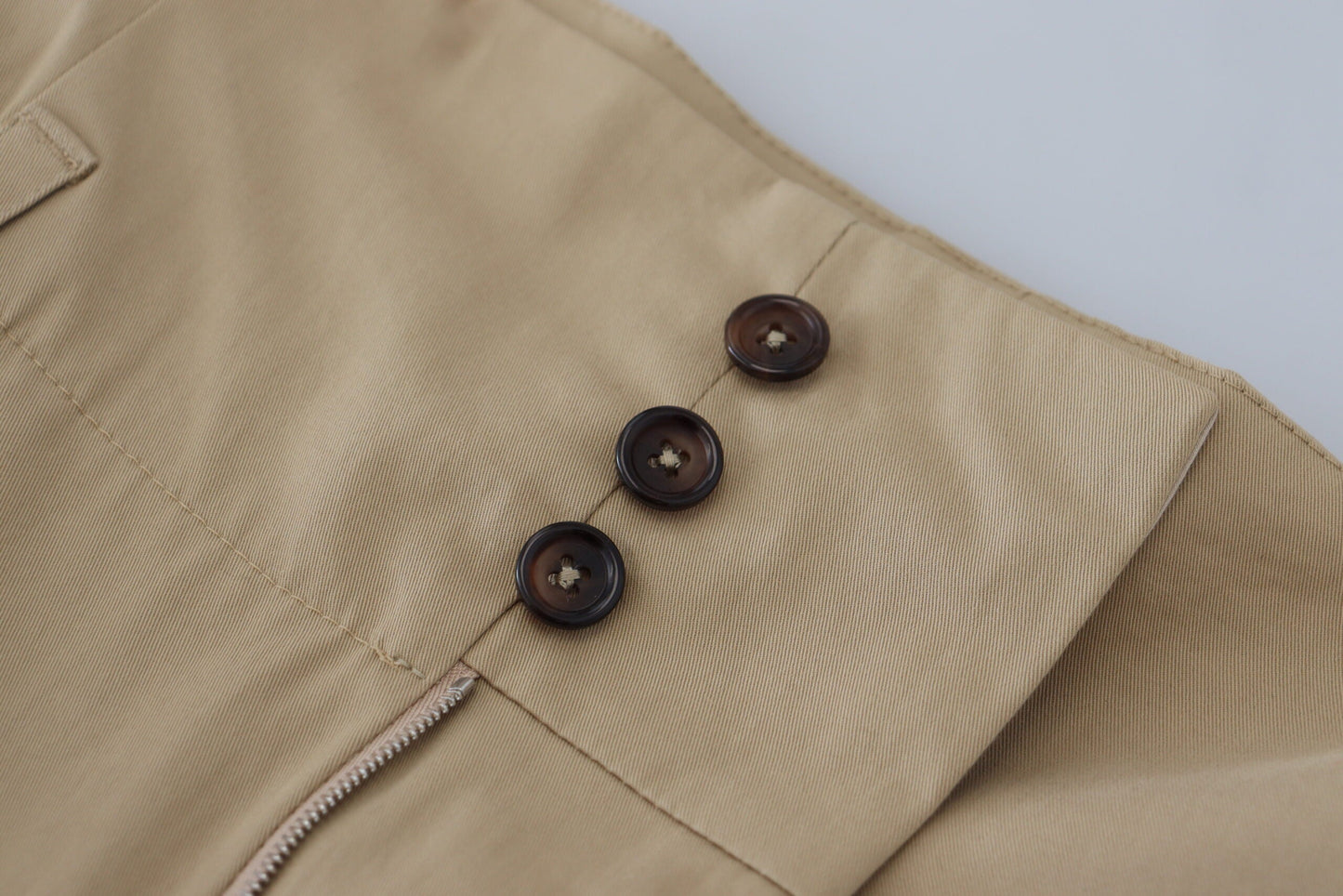 Dolce & Gabbana Brown Cotton High Waist Tapered Women's Pants