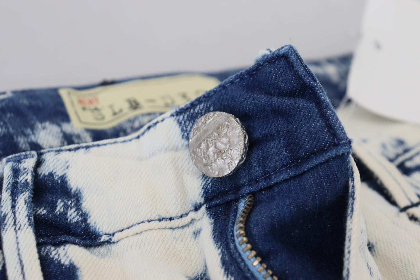 Acht White Blue Cotton Skinny Women Tattered Denim Women's Jeans
