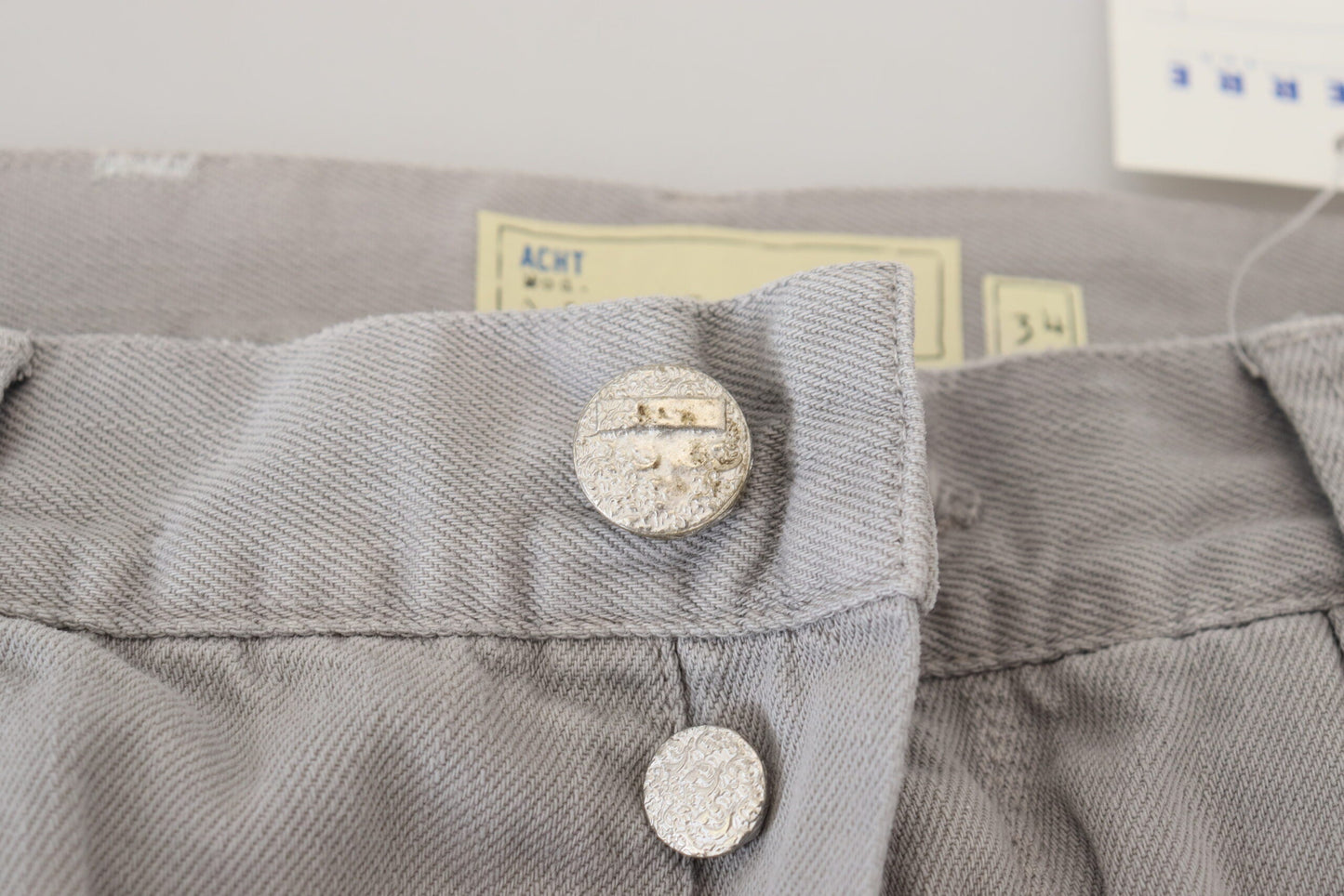 Acht Gray Cotton Straight Fit Folded Hem Casual Denim Men's Jeans