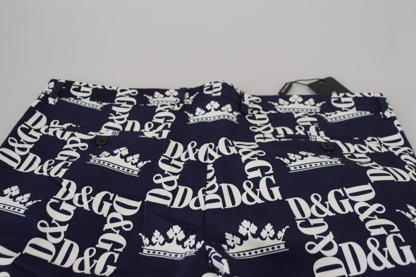 Dolce & Gabbana Blue Logo Print Cotton Chinos Men's Shorts