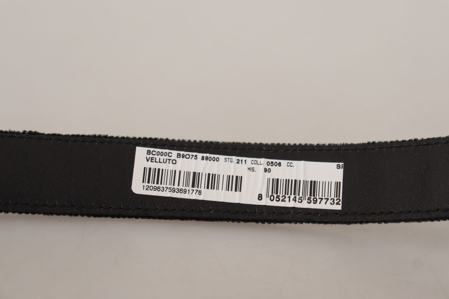 Dolce & Gabbana Black Velvet Classic Logo Engraved Metal Men's Belt