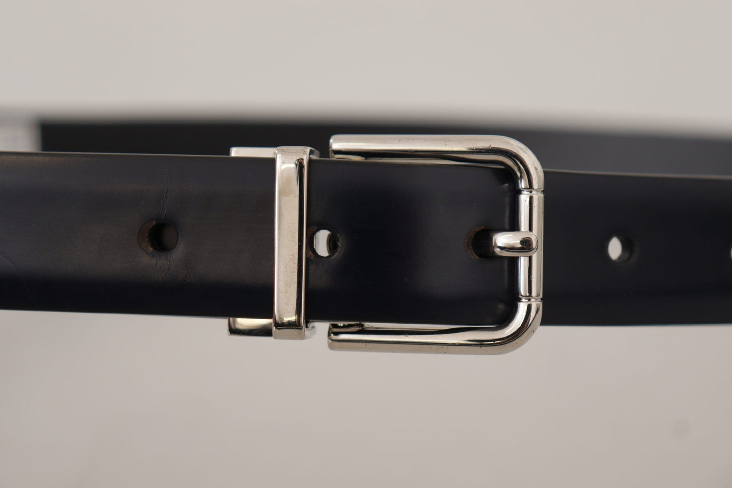 Dolce & Gabbana Black Calf Leather Classic Logo Metal Buckle Men's Belt