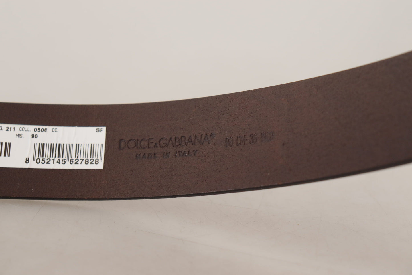 Dolce & Gabbana Brown Plain Calf Leather Gold Tone Buckle Men's Belt