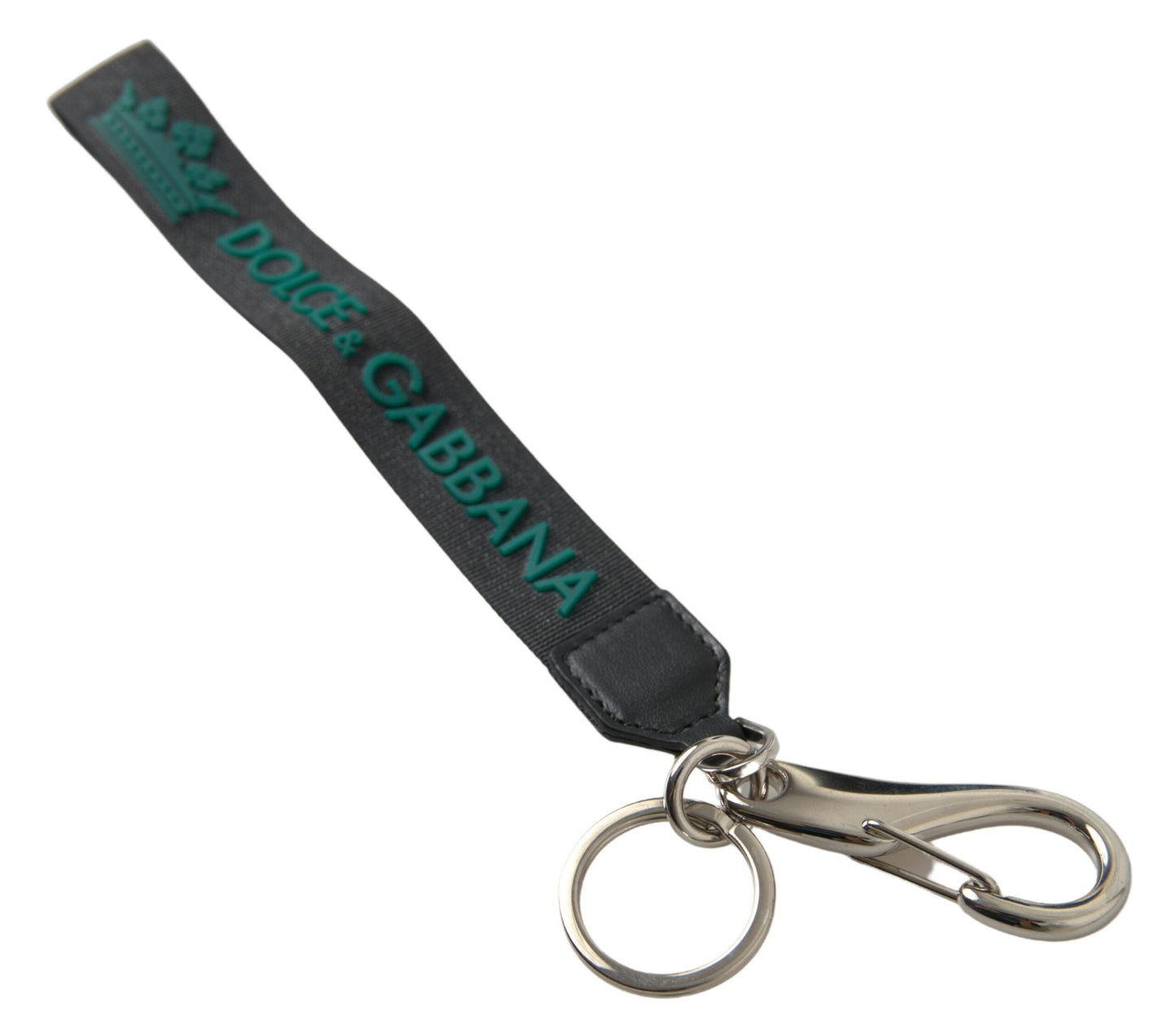 Dolce & Gabbana Black DG Logo Rubber Silver Tone Metal Women's Keychain