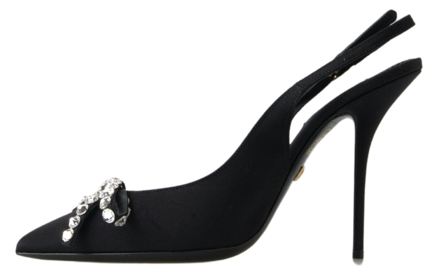 Dolce & Gabbana Black Crystal Embellished Slingback Heel Women's Shoes