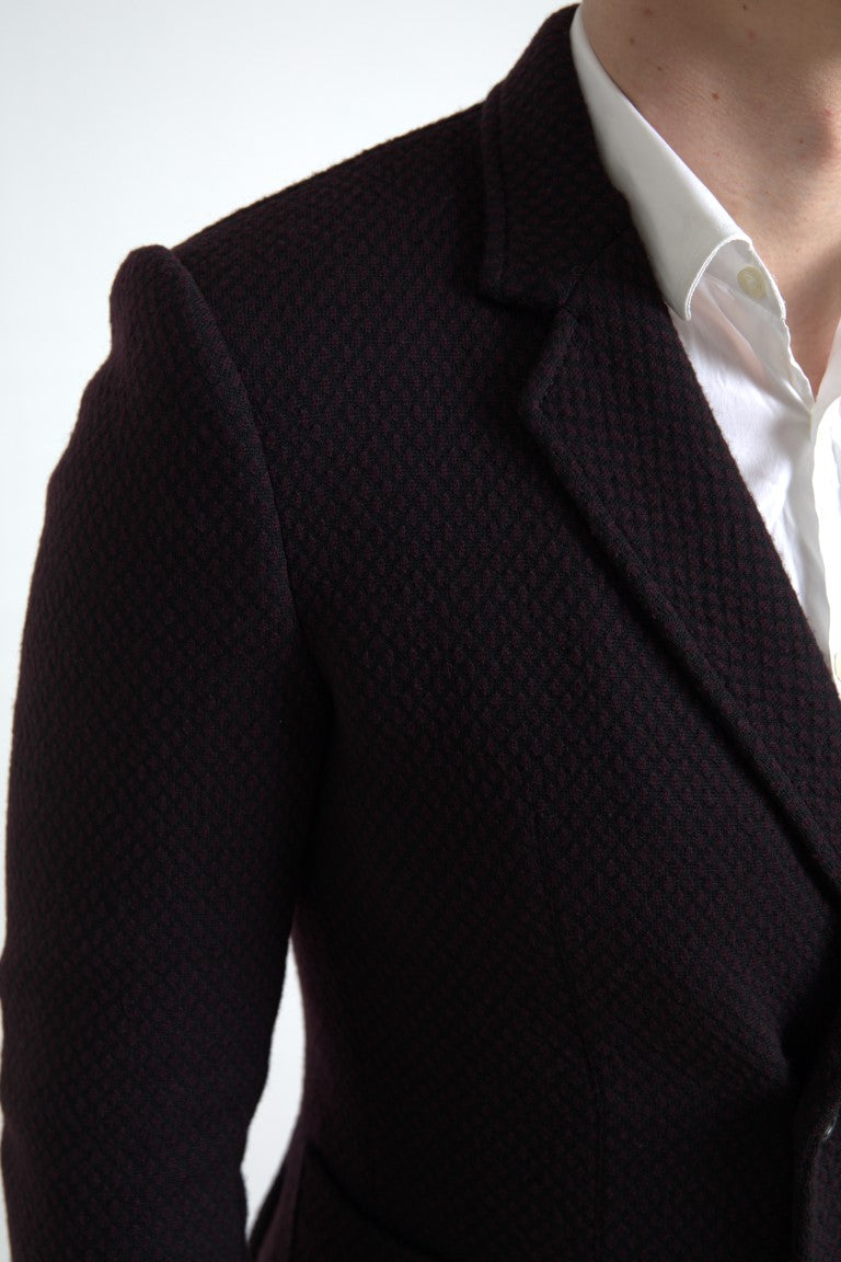 Dolce & Gabbana Purple Logo Embroidery Double Breasted Men's Blazer