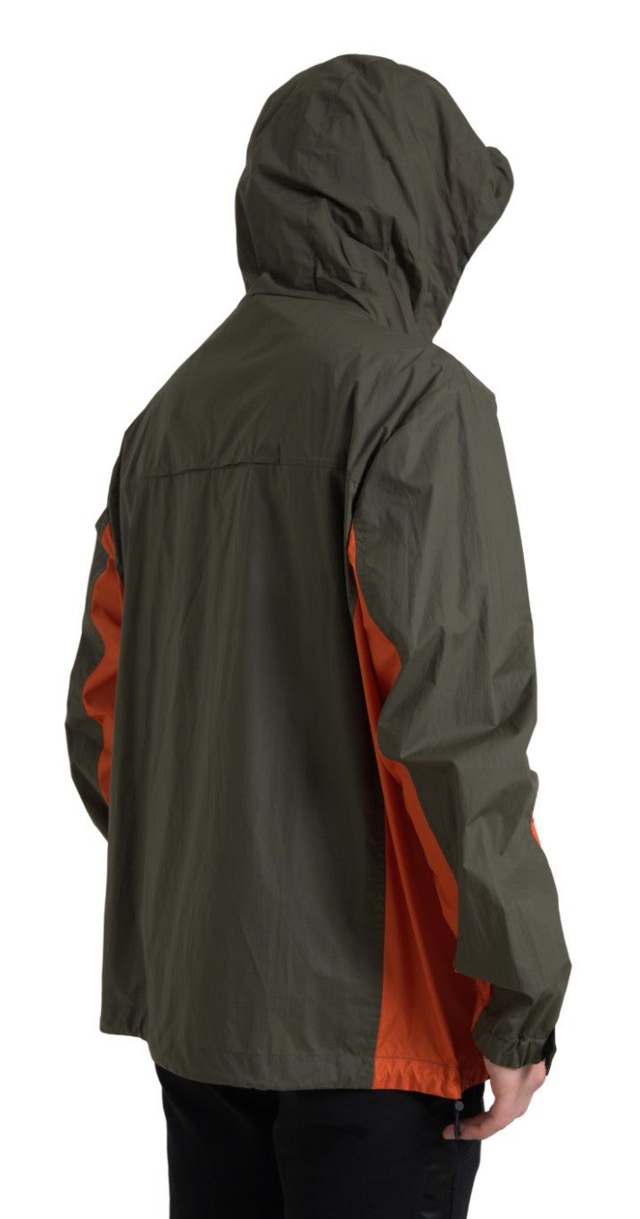 Dolce & Gabbana Green Orange Hooded Cotton Full Zip Men's Jacket