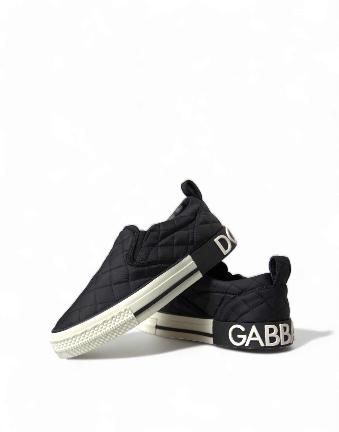 Dolce & Gabbana Black Quilted Slip On Low Top Sneakers Women's Shoes