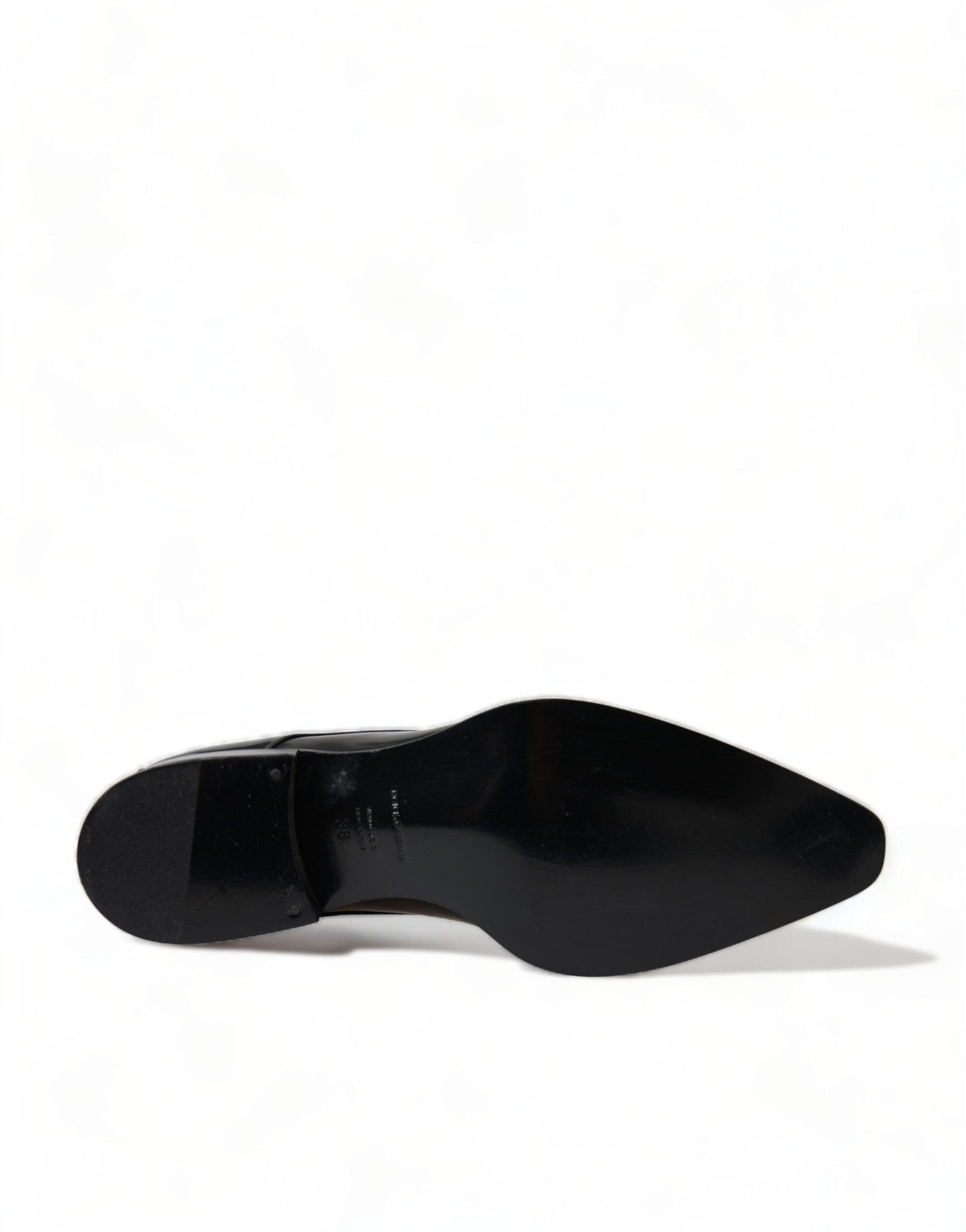 Dolce & Gabbana Black Leather Lace Up Formal Flats Women's Shoes
