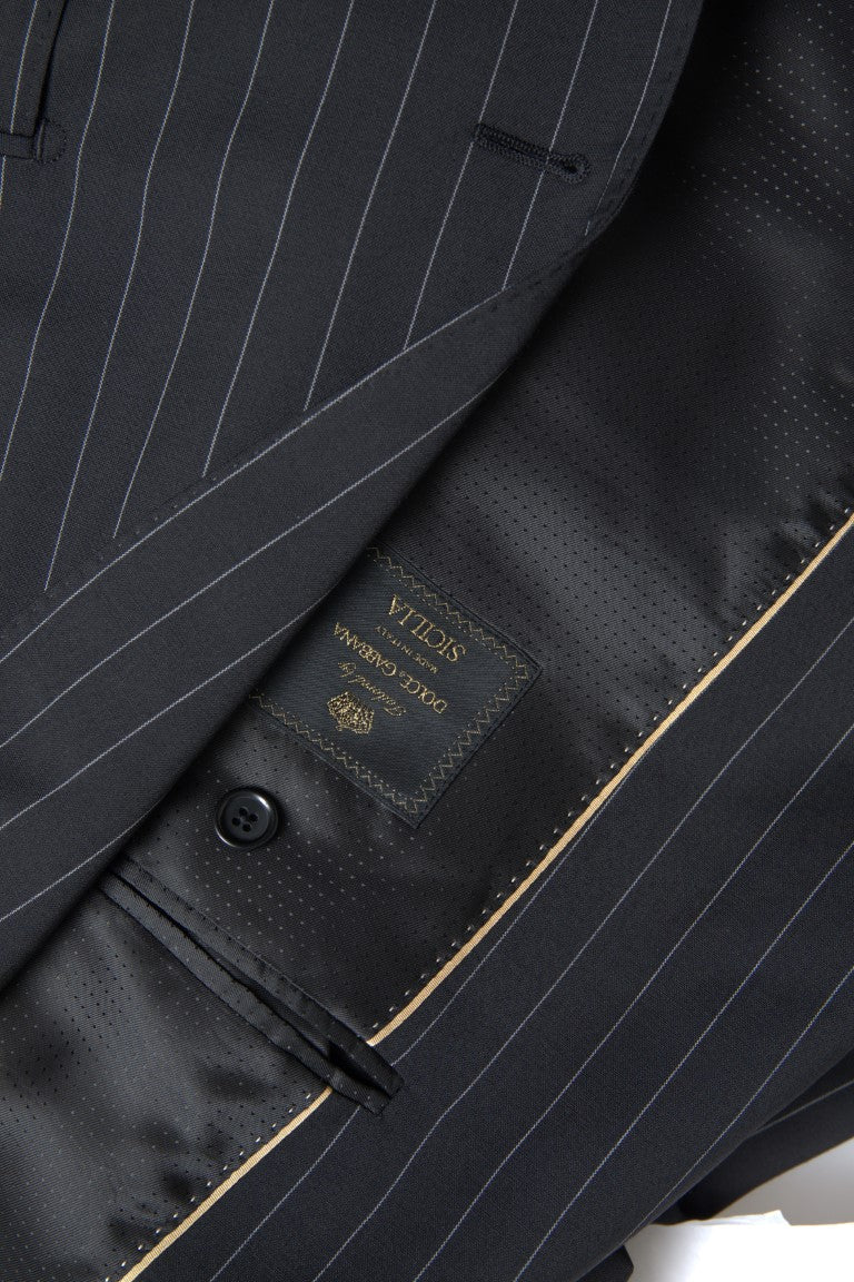 Dolce & Gabbana Black Stripe Single Breasted SICILIA Men's Blazer