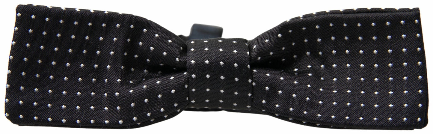 Dolce & Gabbana Black Polka Dot Silk Adjustable Men Neck Papillon Bow Men's Tie