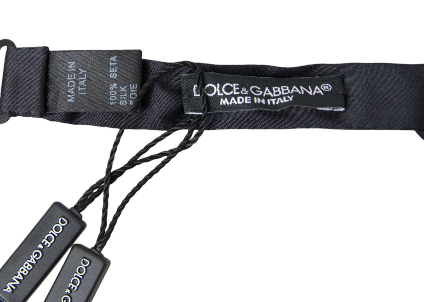 Dolce & Gabbana Dark Blue Silk Satin Adjustable Neck Men Papillon Bow Men's Tie