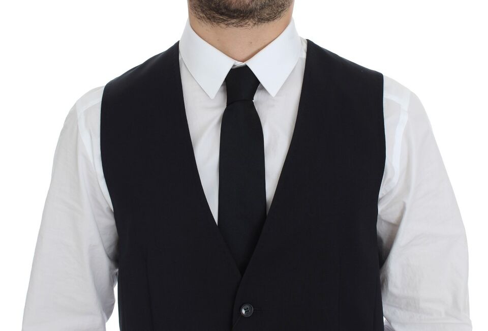 Dolce & Gabbana Blue Cotton Stretch Dress Vest Men's Blazer