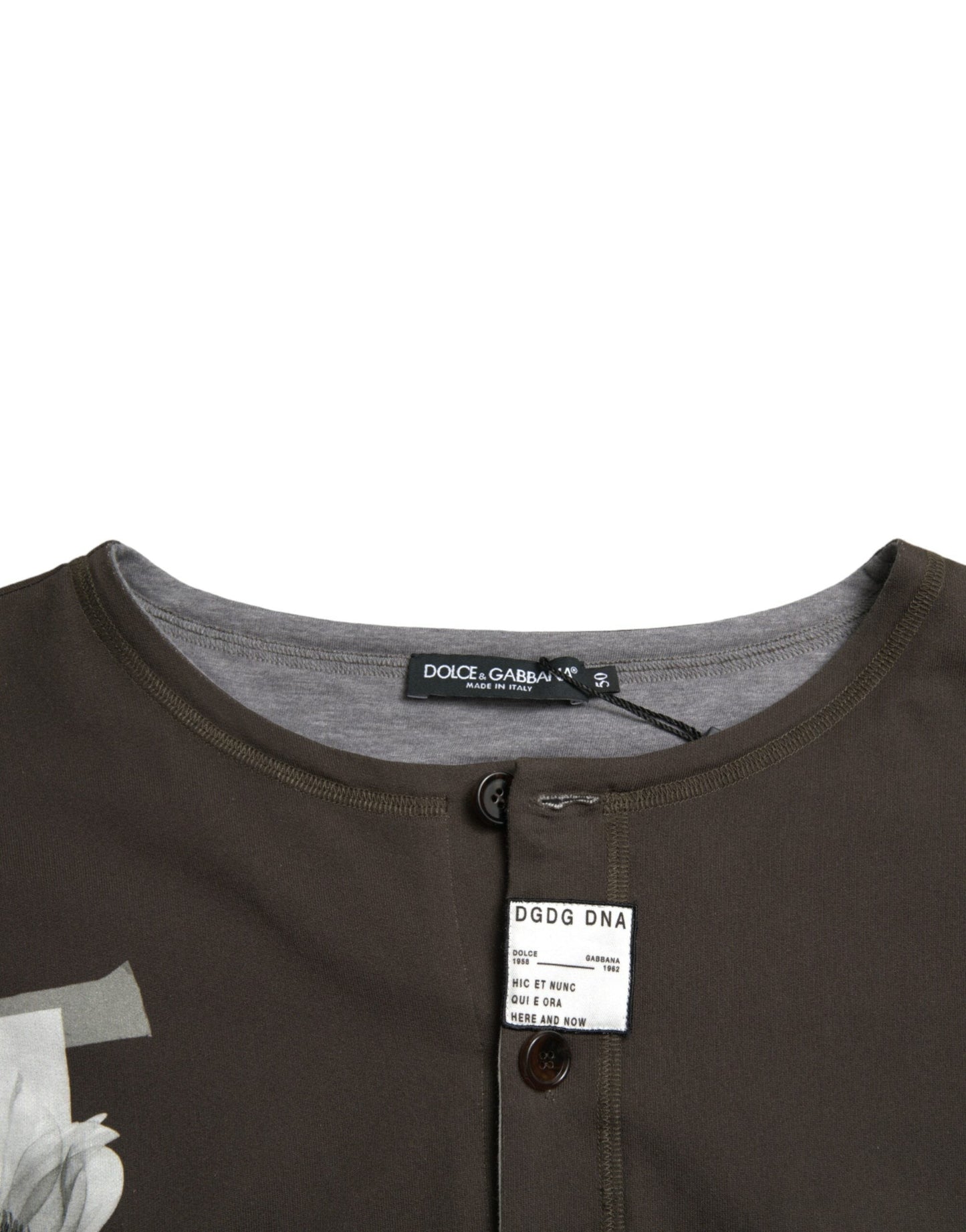 Dolce & Gabbana Dark Gray Cotton Button Down Pullover Men's Sweater