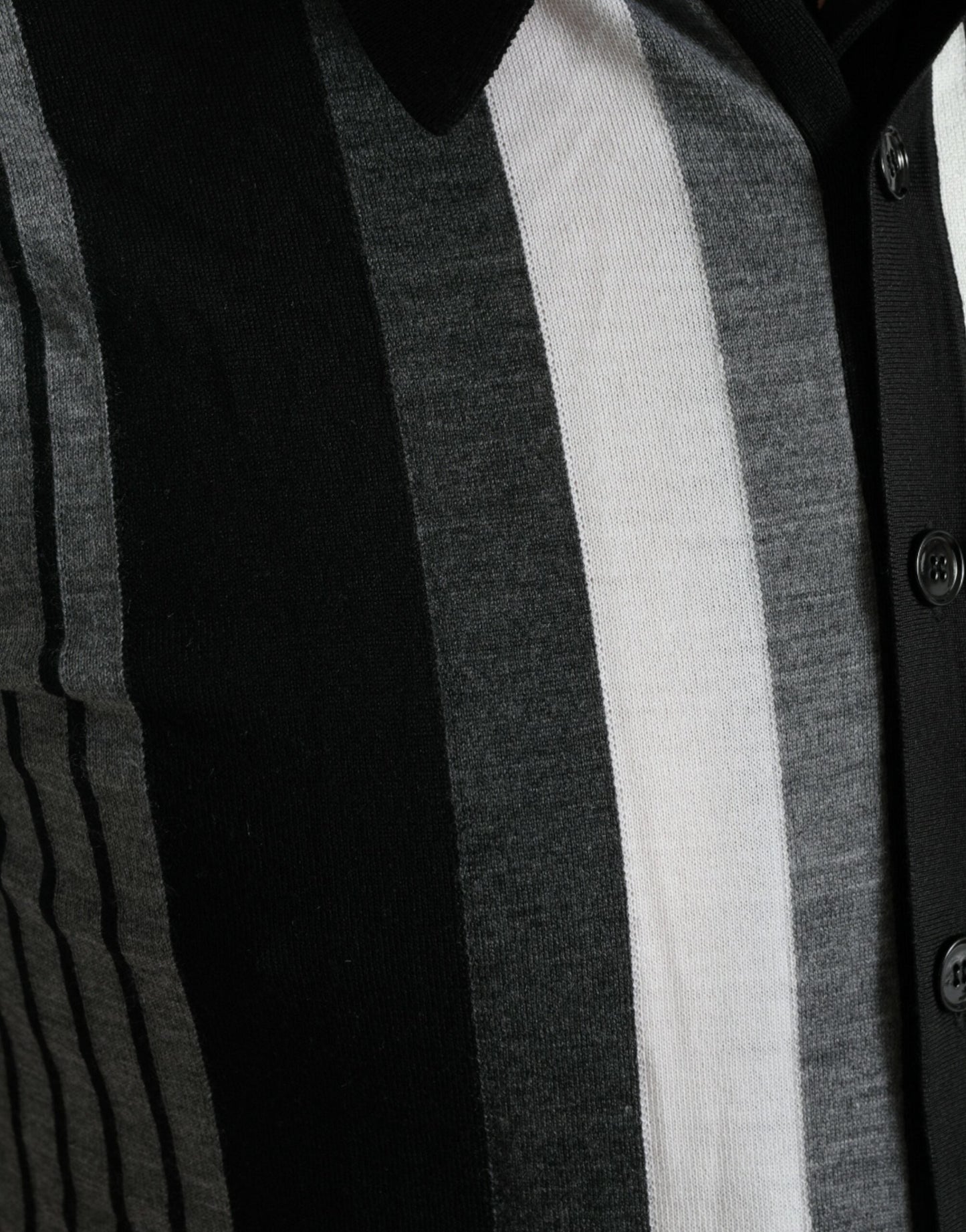 Dolce & Gabbana Black White Jumper Cardigan Polo Men's Sweater