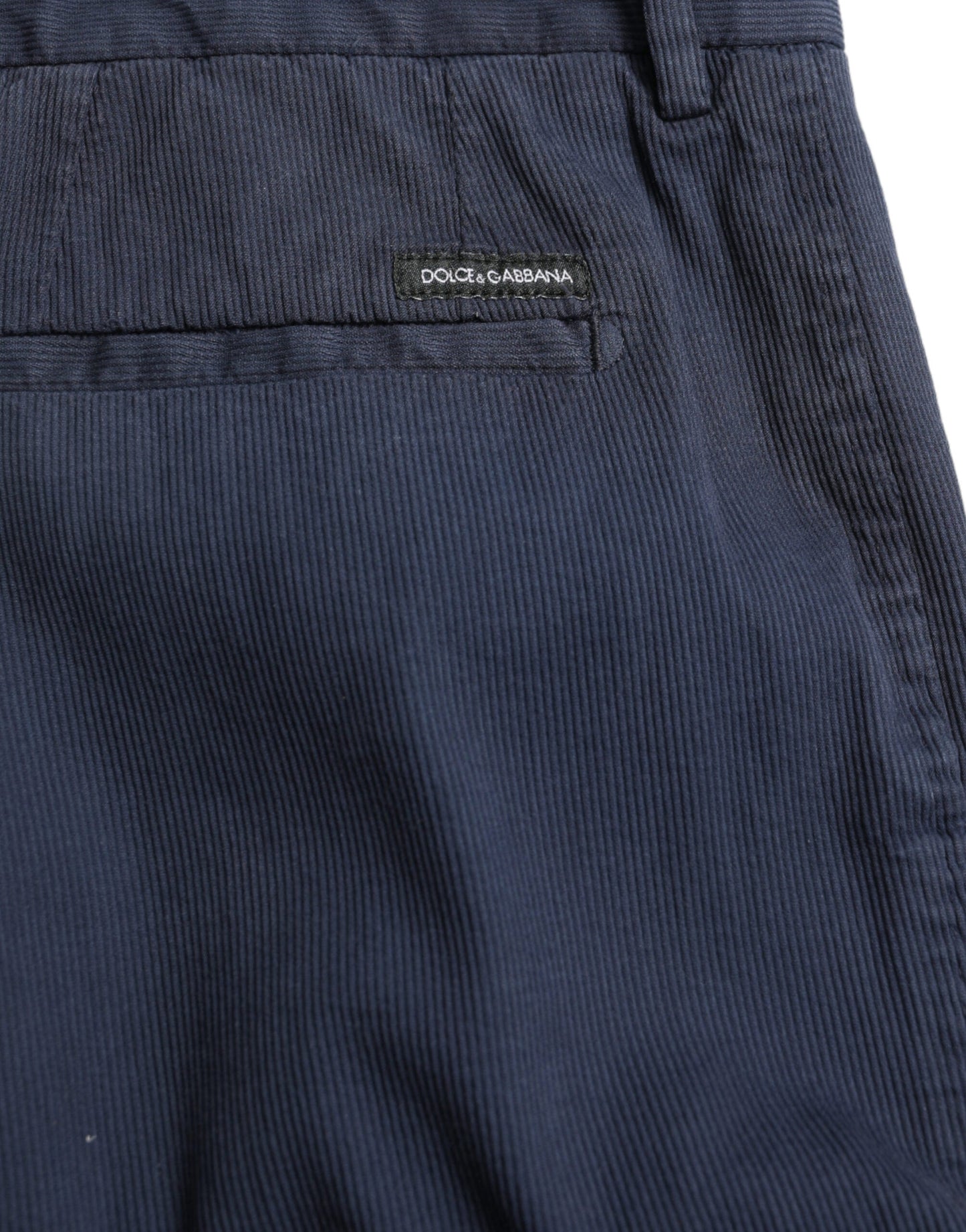 Dolce & Gabbana Dark Blue Cotton Stretch Slim Fit Dress Men's Pants