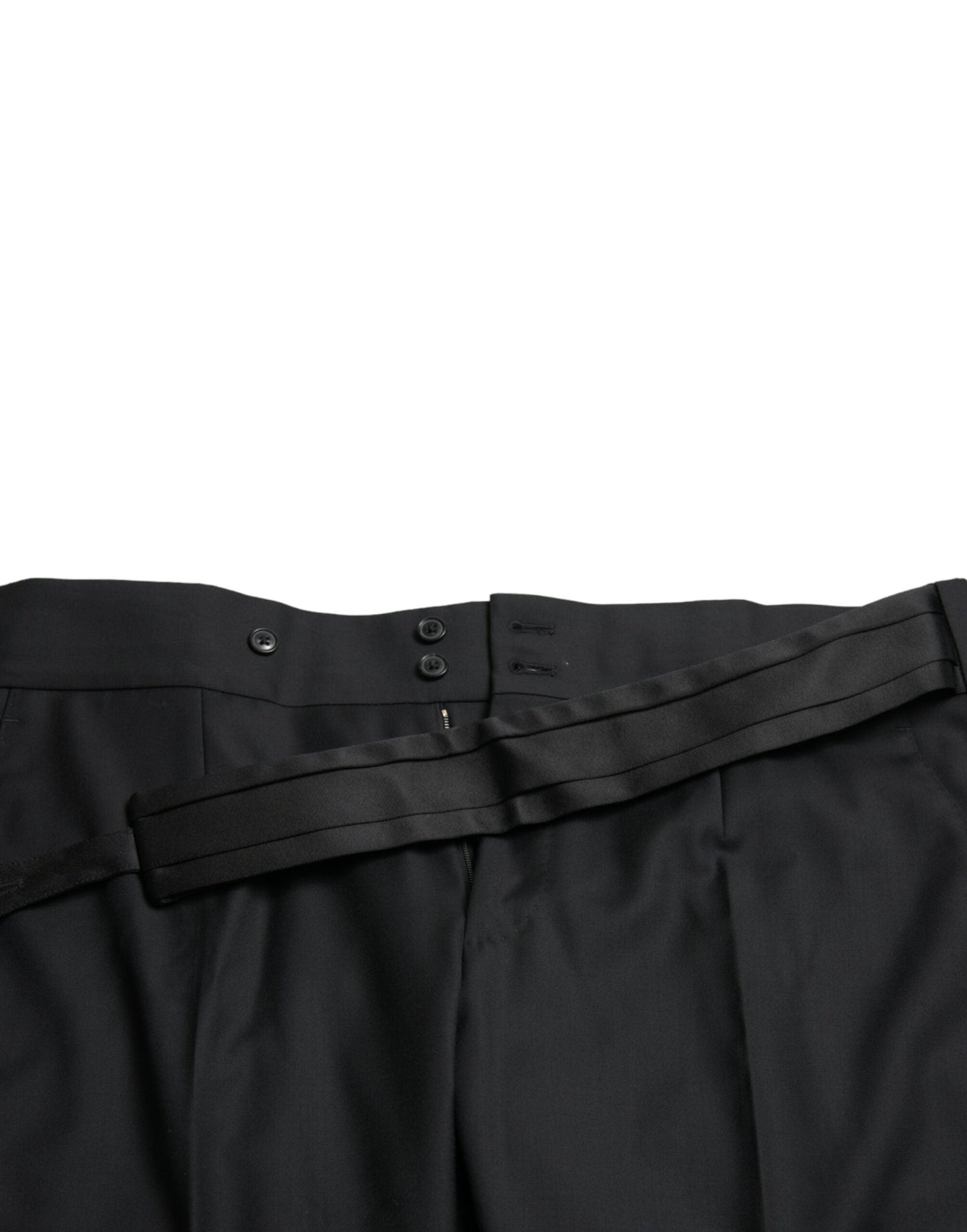 Dolce & Gabbana Black Wool Slim Fit Formal Trouser Dress Men's Pants