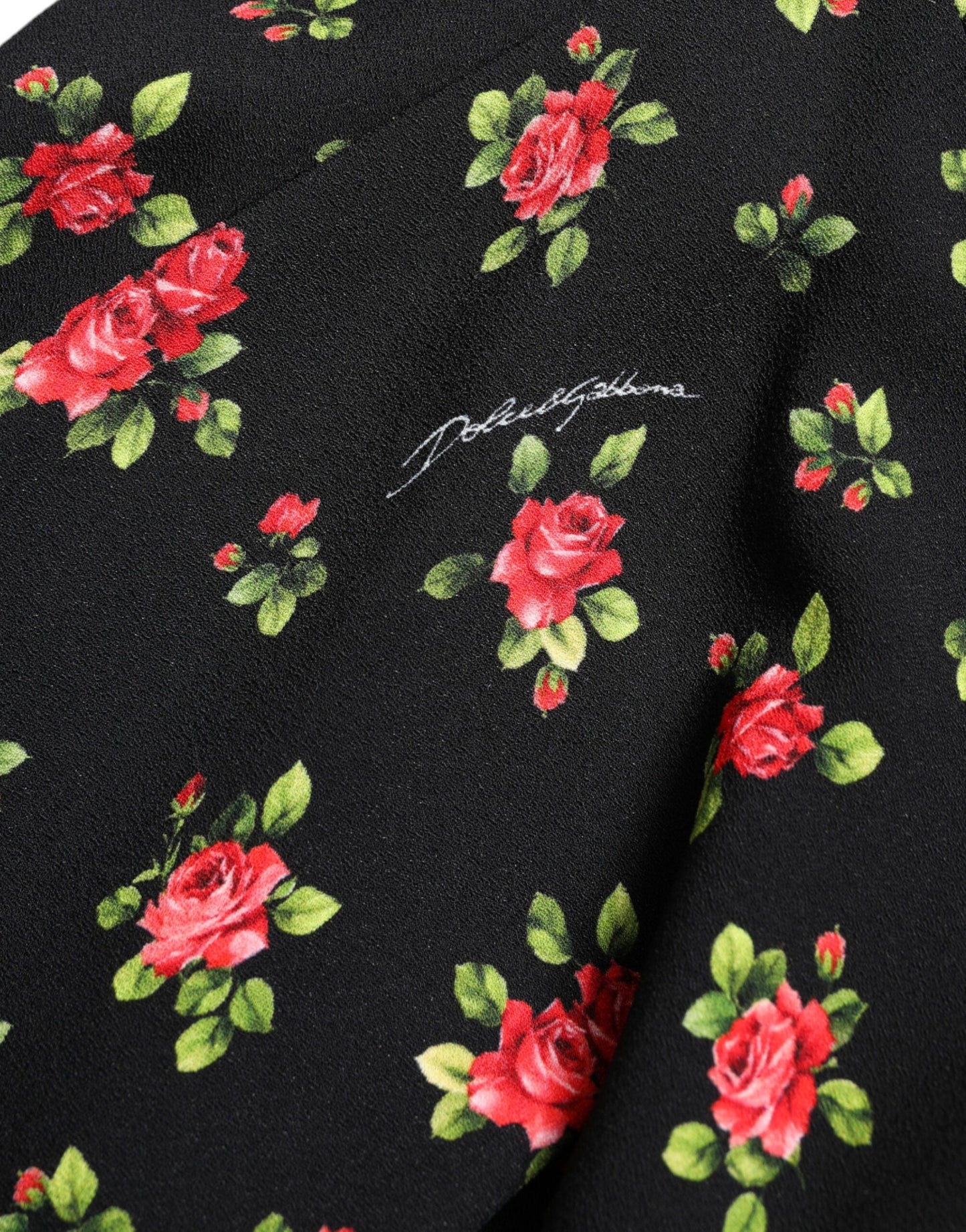 Dolce & Gabbana Black Rose Print High Waist A-line Mini Women's Skirt