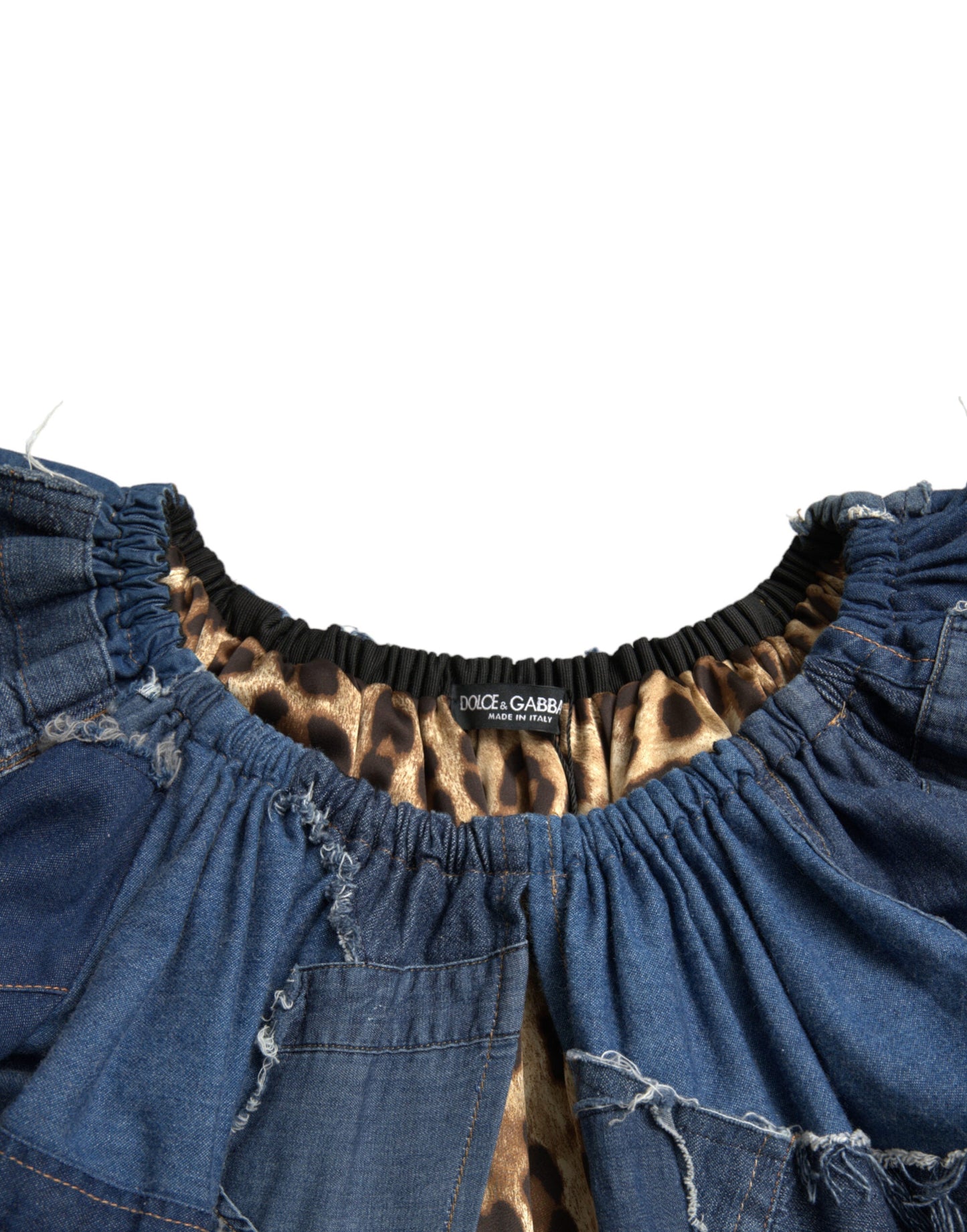 Dolce & Gabbana Blue Patchwork Short Sleeves Denim Blouse Women's Top