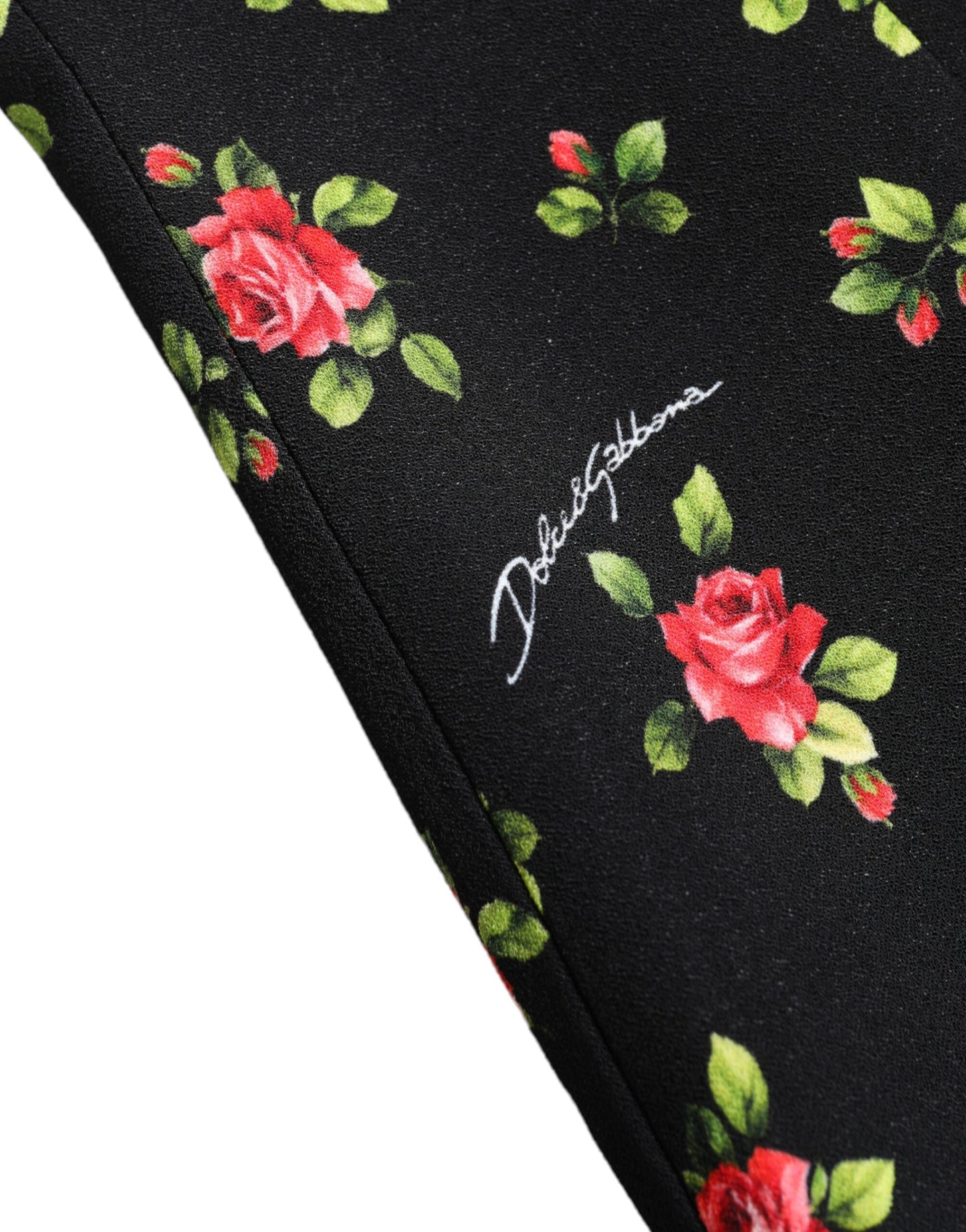 Dolce & Gabbana Black Rose Print Turtle Neck Blouse Women's Top