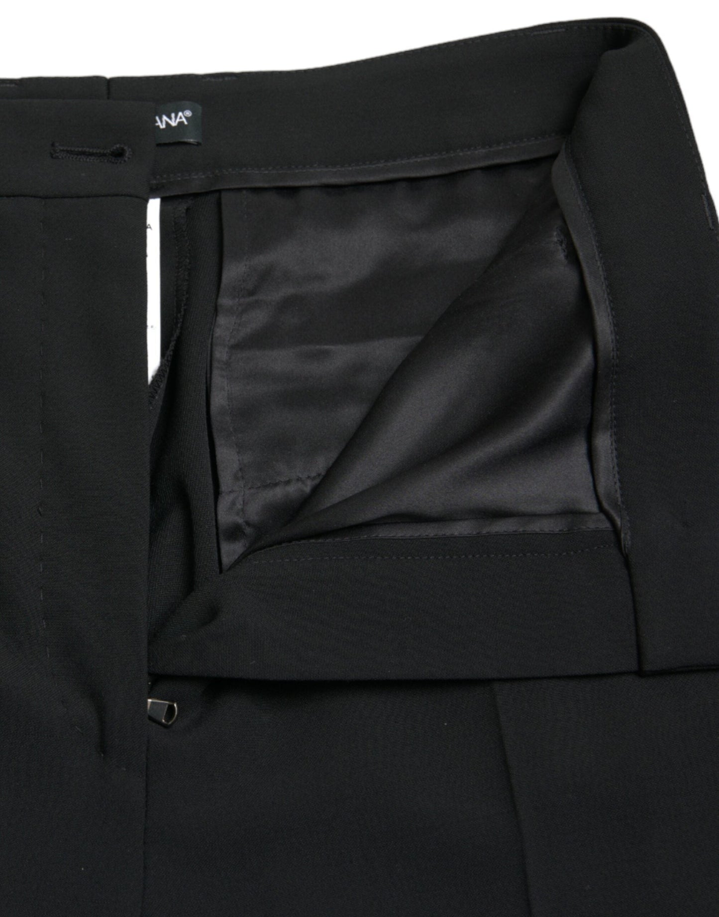 Dolce & Gabbana Black Wool High Waist Tapered Women's Pants