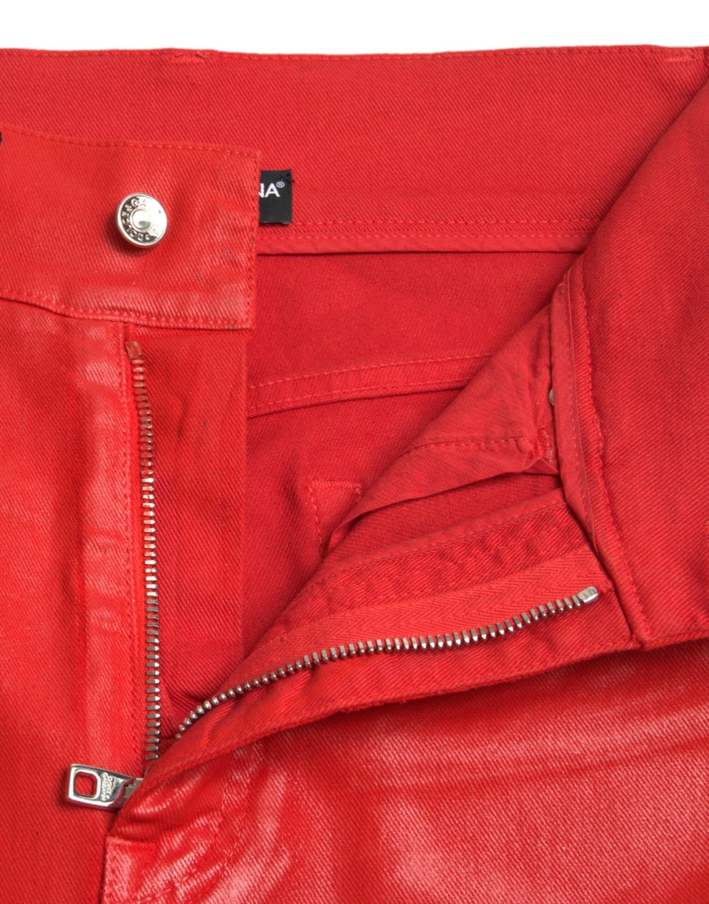 Dolce & Gabbana Red Cotton High Waist Skinny Denim Women's Jeans