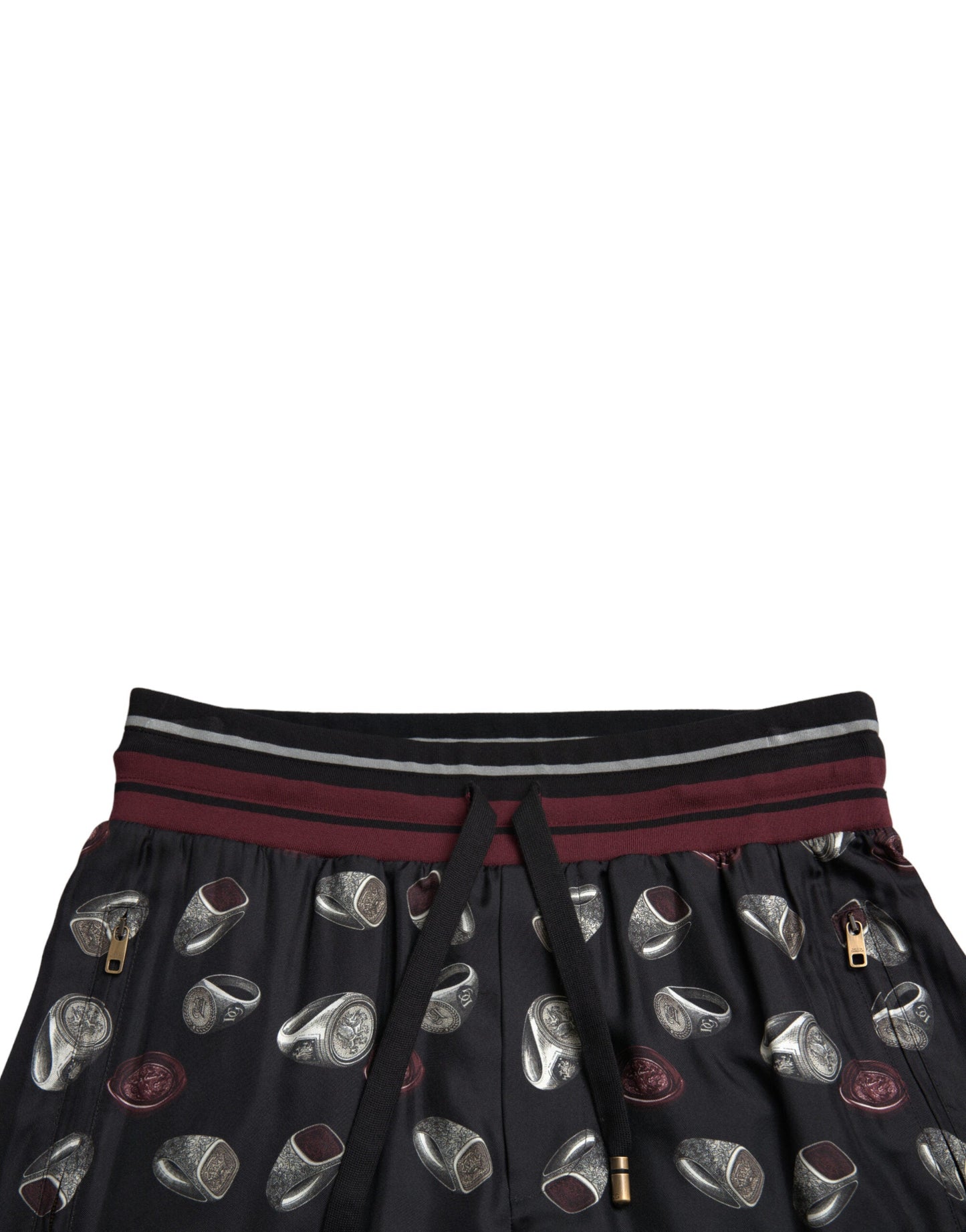 Dolce & Gabbana Black Ring Silk Jogging Trousers Men's Pants
