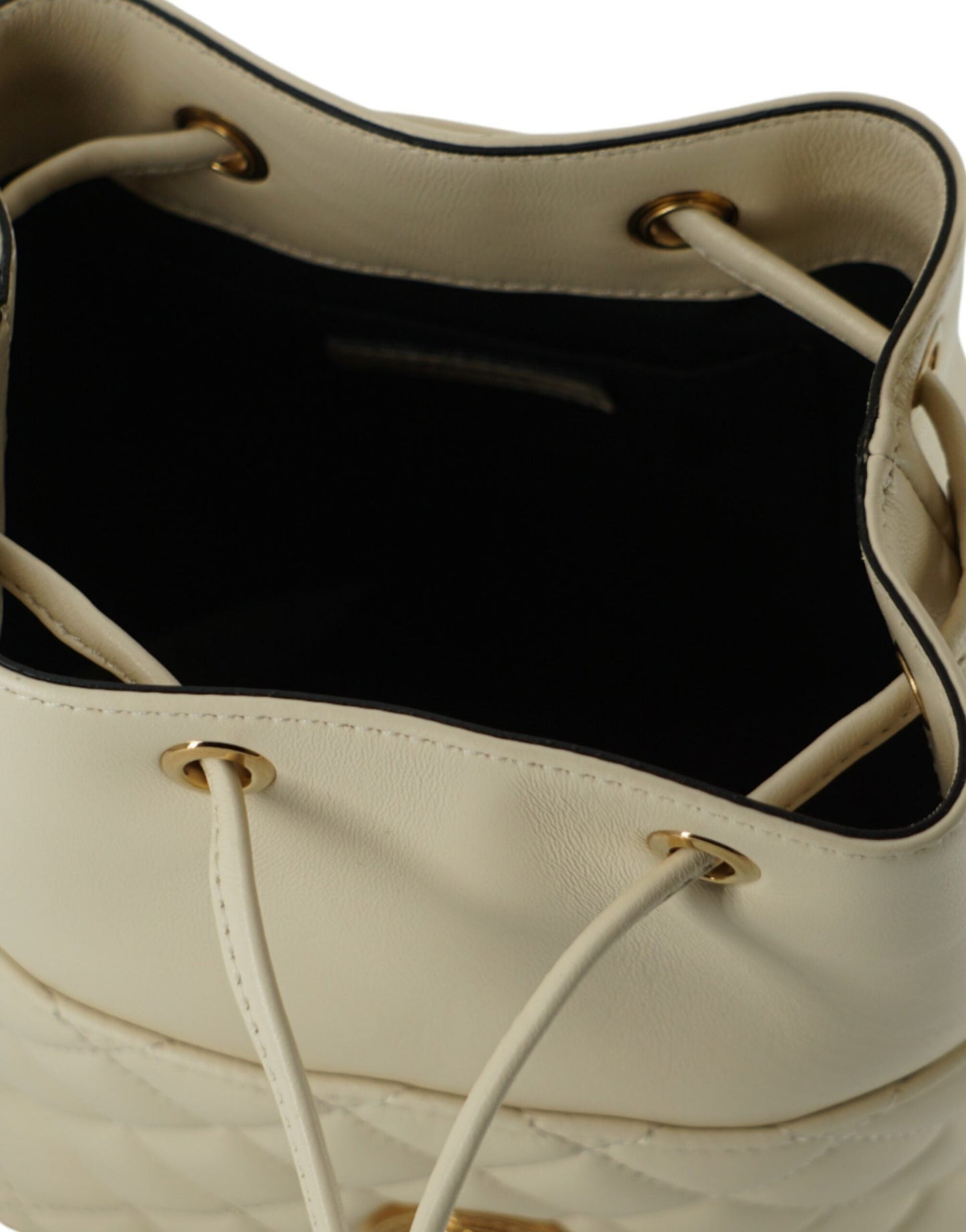 Versace White Lamb Leather Small Bucket Shoulder Women's Bag
