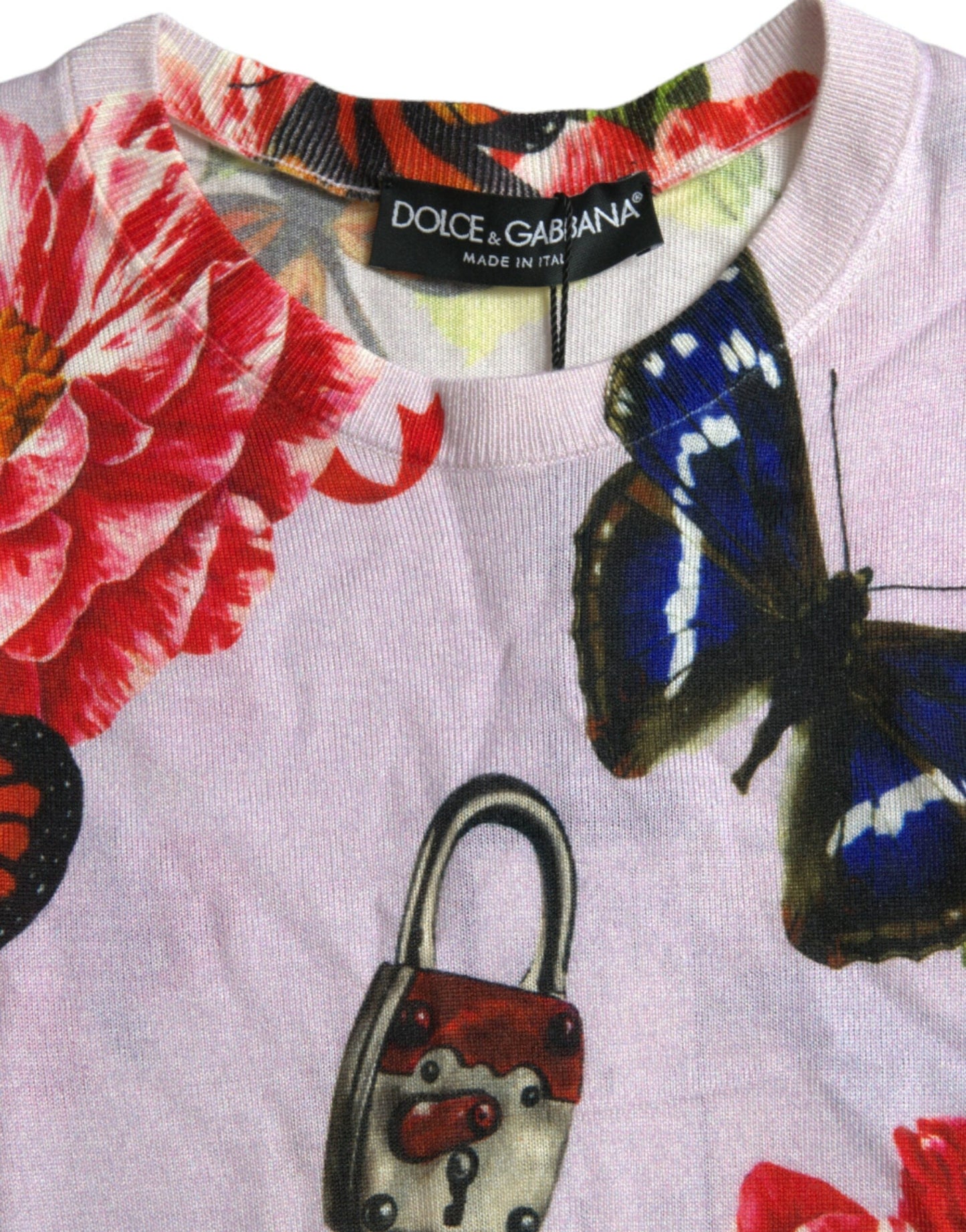 Dolce & Gabbana Multicolor Floral Padlock Butterfly Tank Women's Top