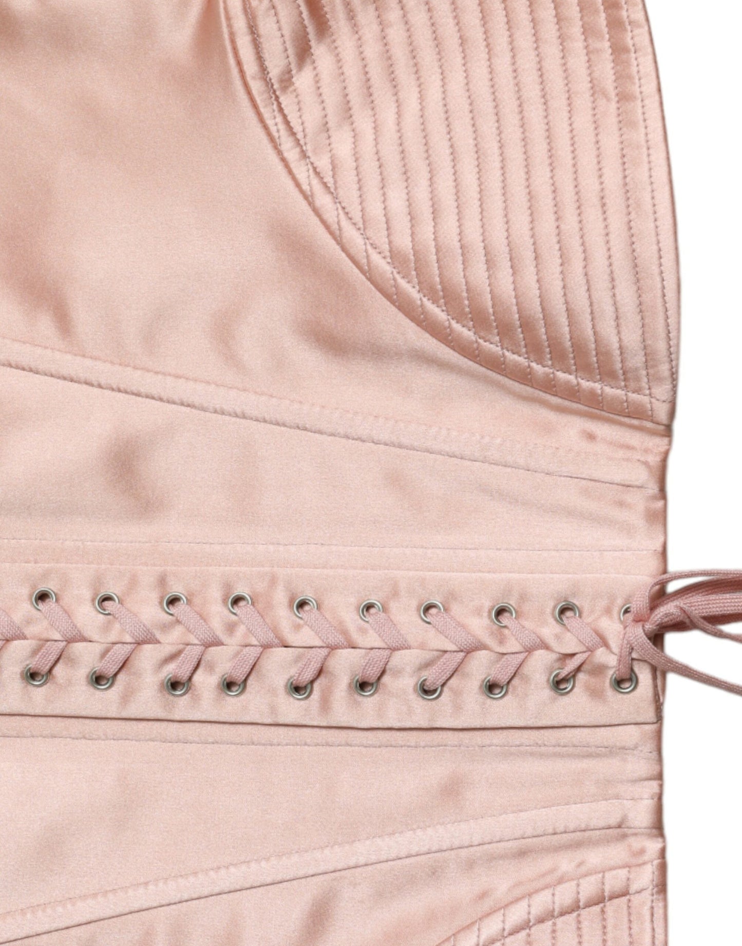 Dolce & Gabbana Pink Silk Stretch Belt Waist Strap Corset Women's Top