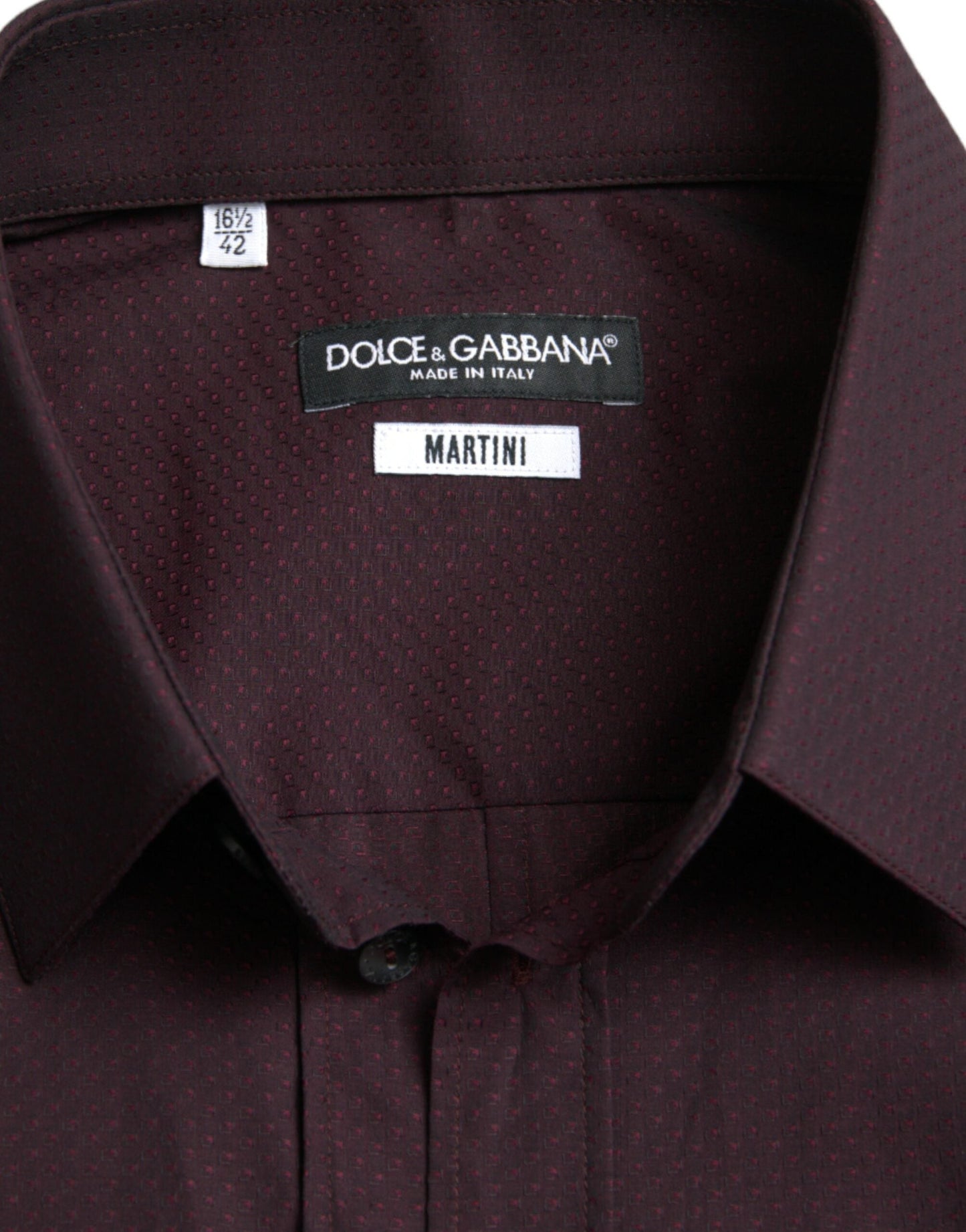 Dolce & Gabbana Maroon Jacquard Formal Dress MARTINI Men's Shirt