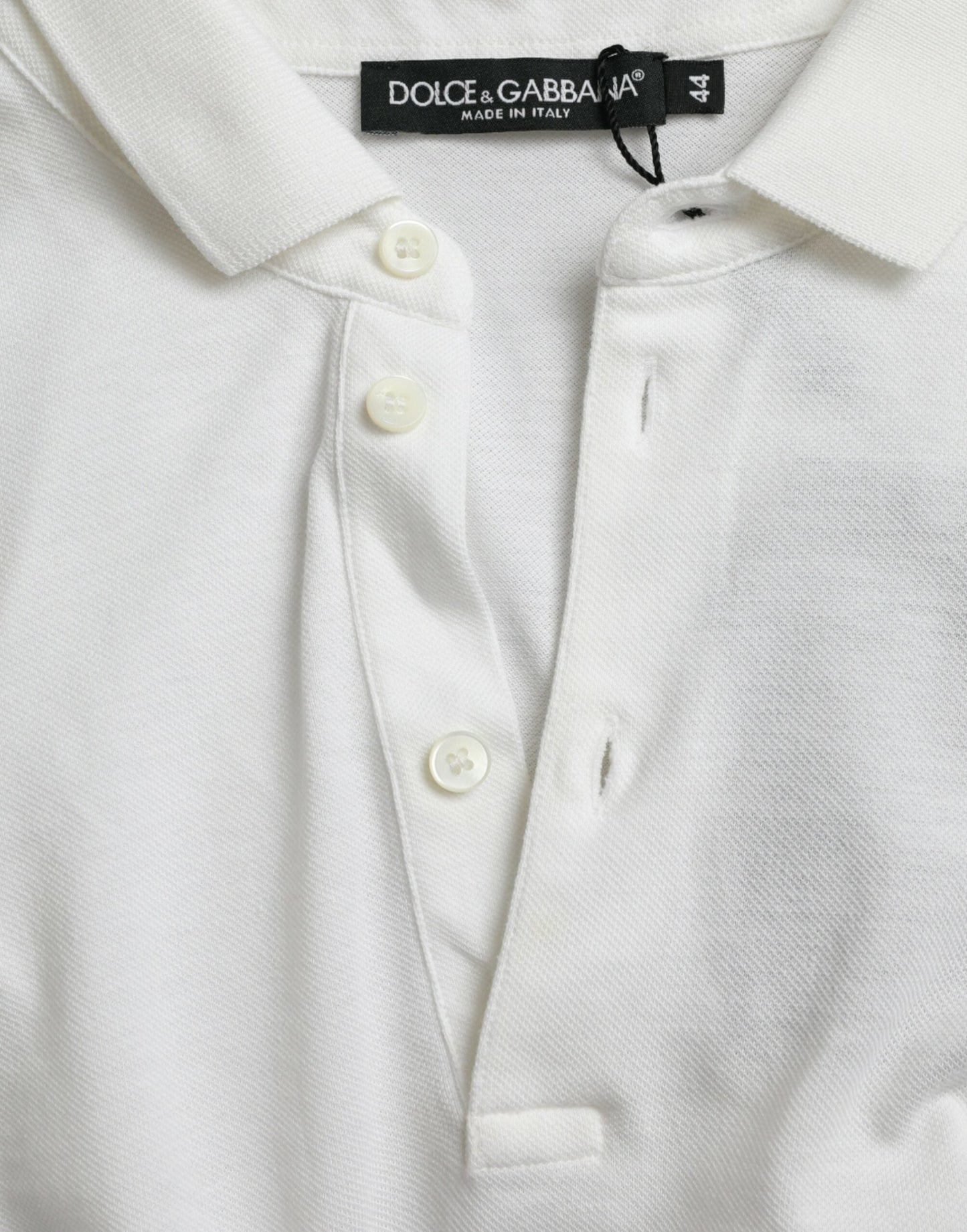 Dolce & Gabbana White Collared Short Sleeve Crown Men's T-shirt