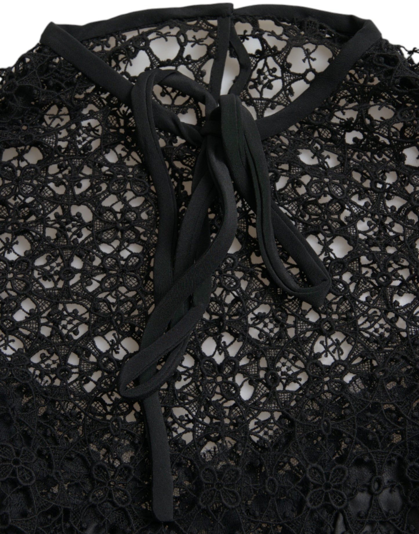 Dolce & Gabbana Black Floral Lace Short Sleeves Blouse Women's Top