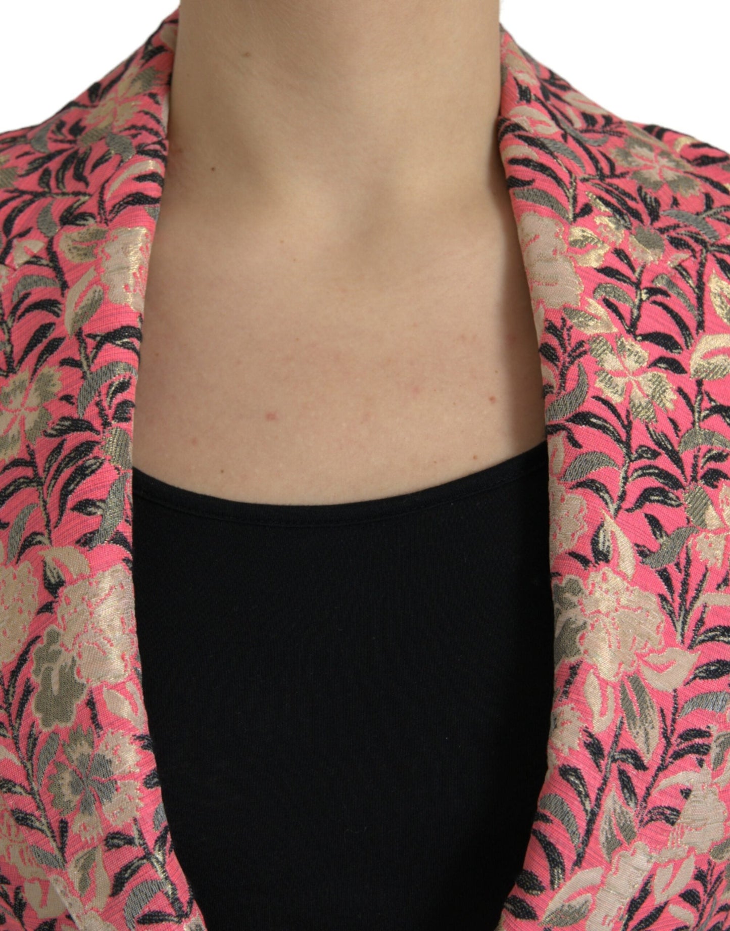 Dolce & Gabbana Pink Floral Jacquard Slim Fit 2 Piece Women's Suit