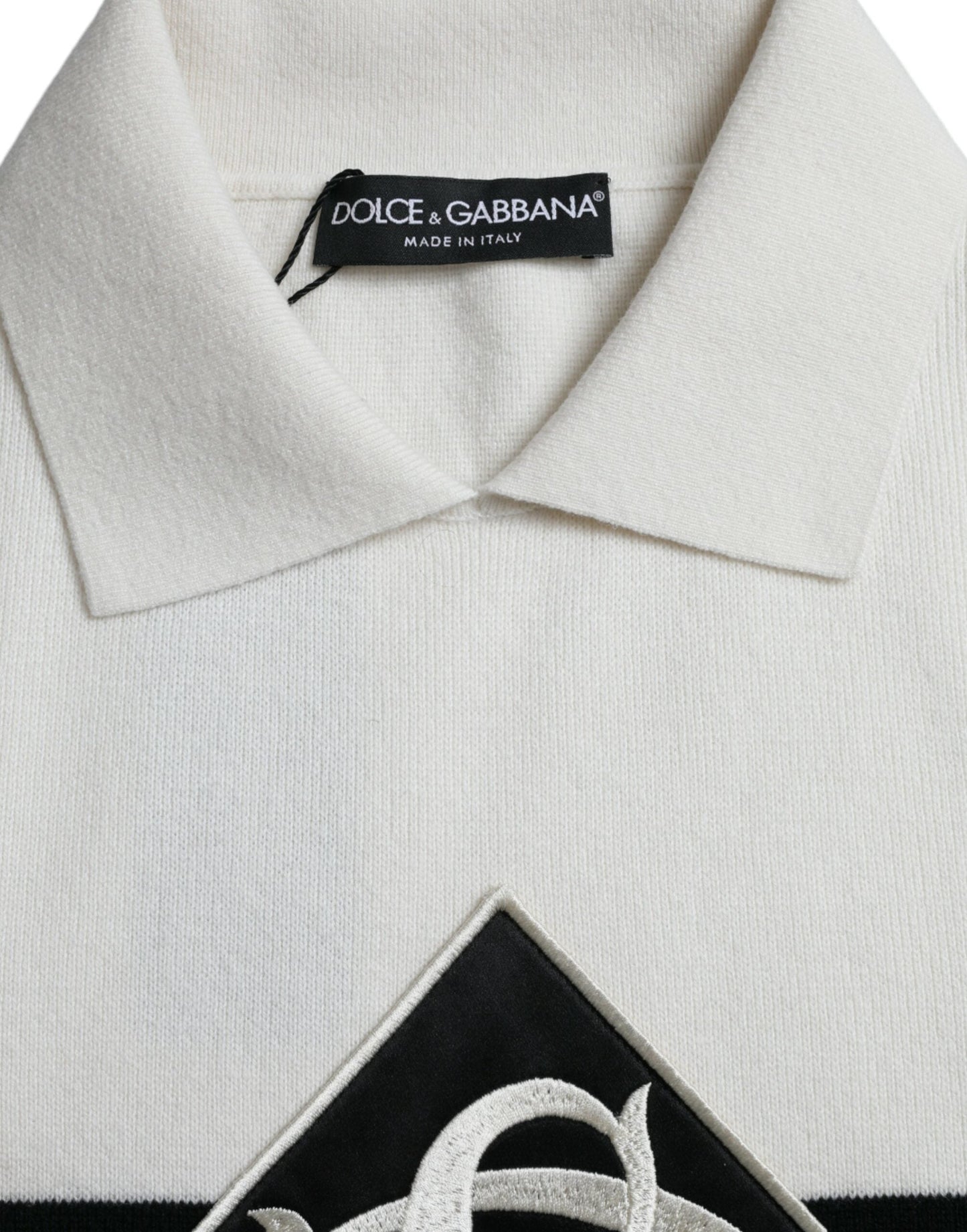 Dolce & Gabbana White DG Logo Collared Henley Shirt Men's T-shirt